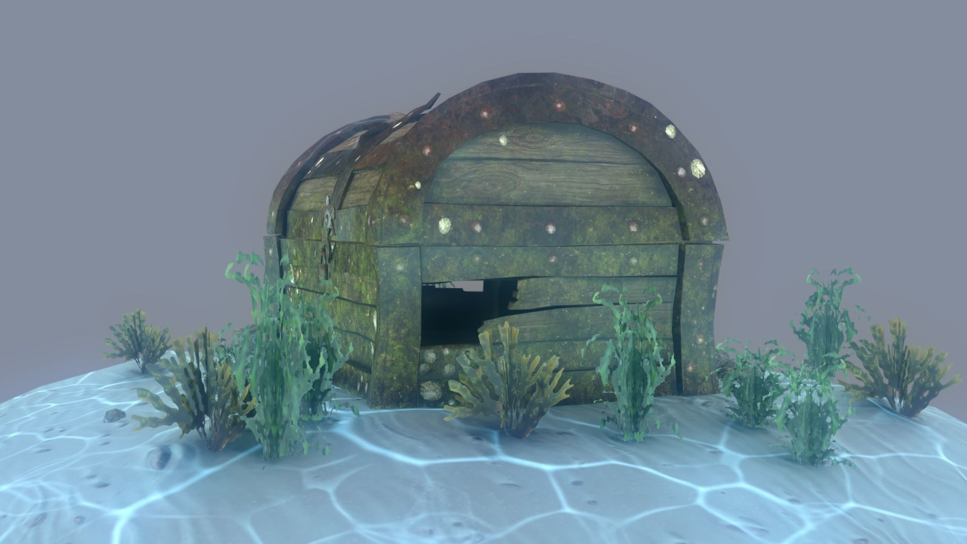 Old Damaged Treasure Chest Low-poly 3D model_12