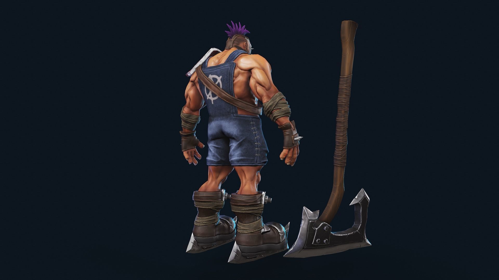 Warrior character with axe and helmet Low-poly 3D model_6