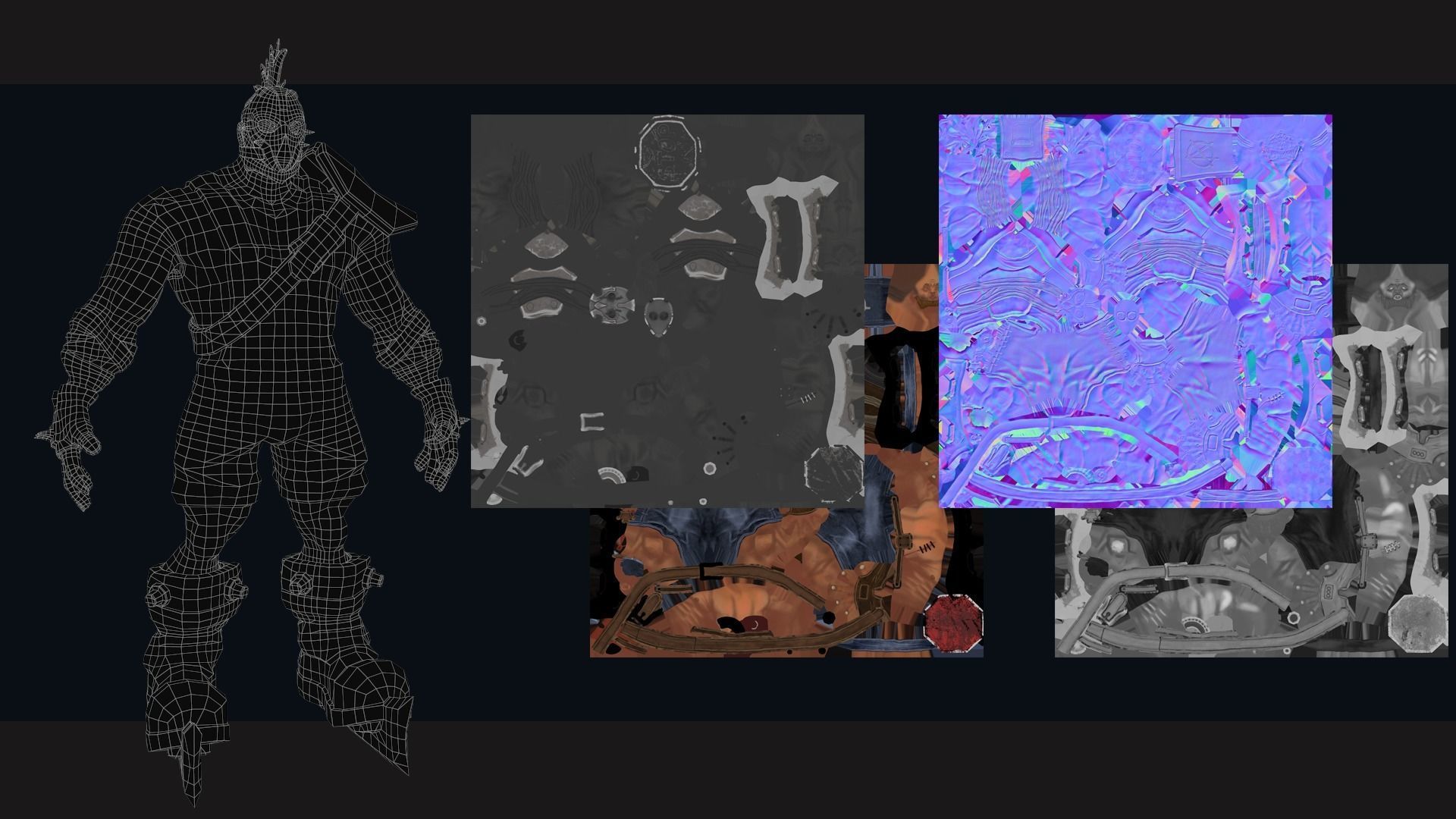 Warrior character with axe and helmet Low-poly 3D model_11