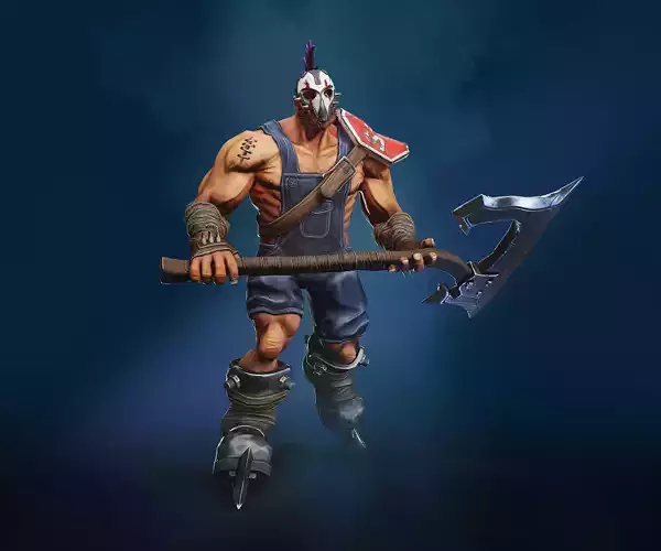 Warrior character with axe and helmet
