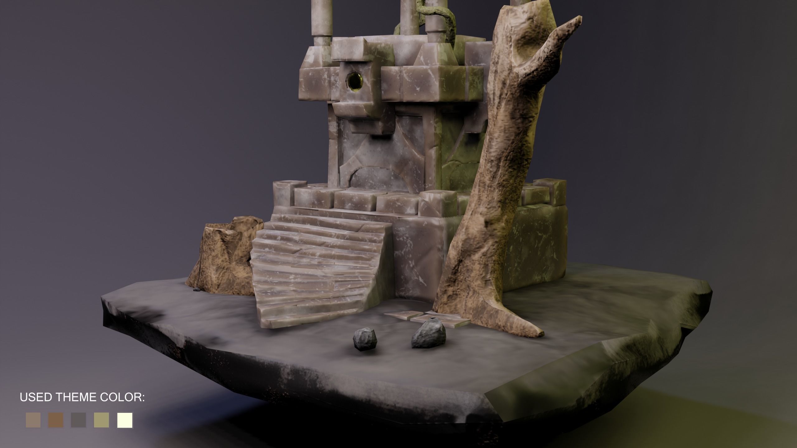 Forest Altar Low-poly 3D model_6