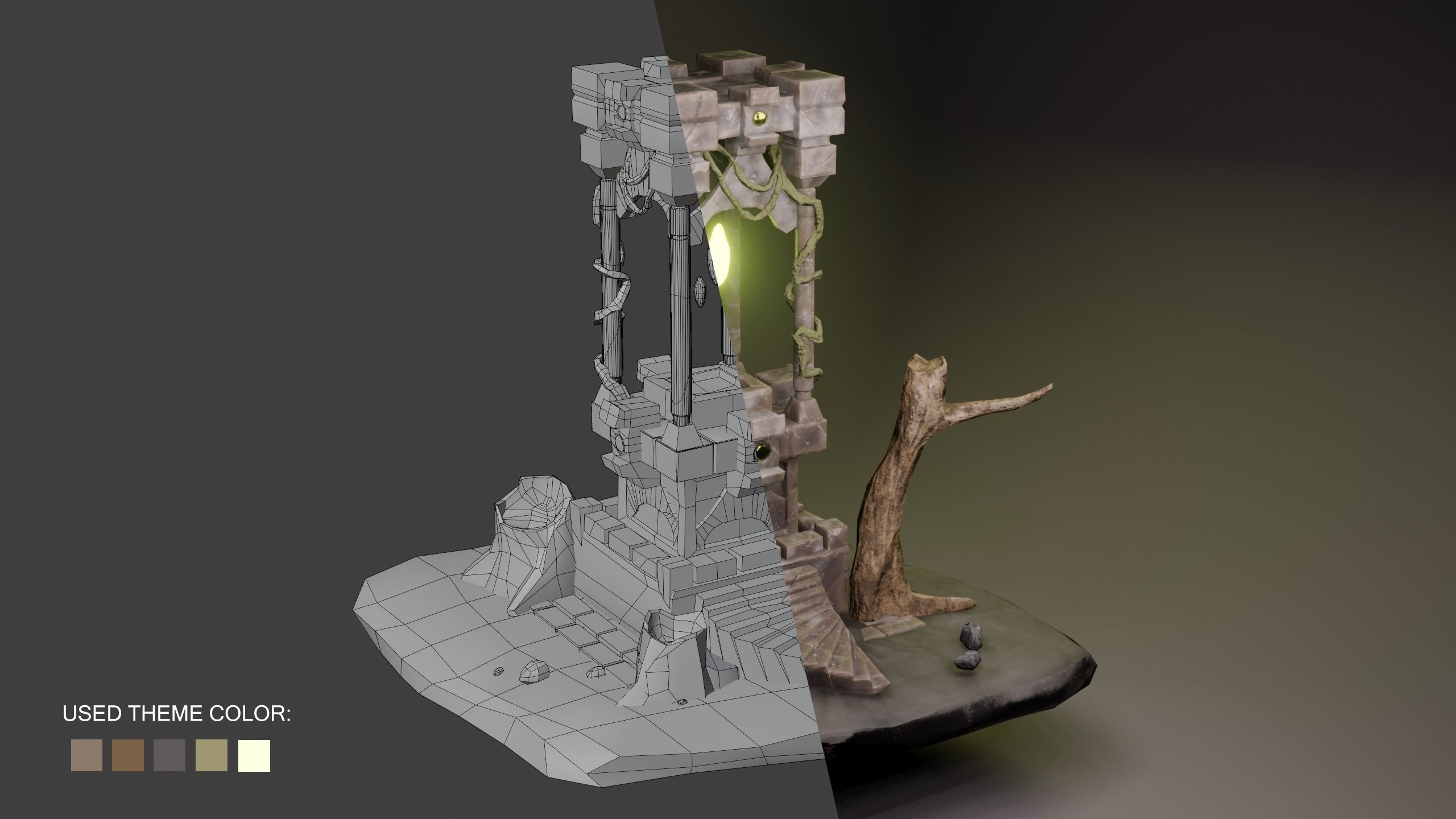 Forest Altar Low-poly 3D model_1