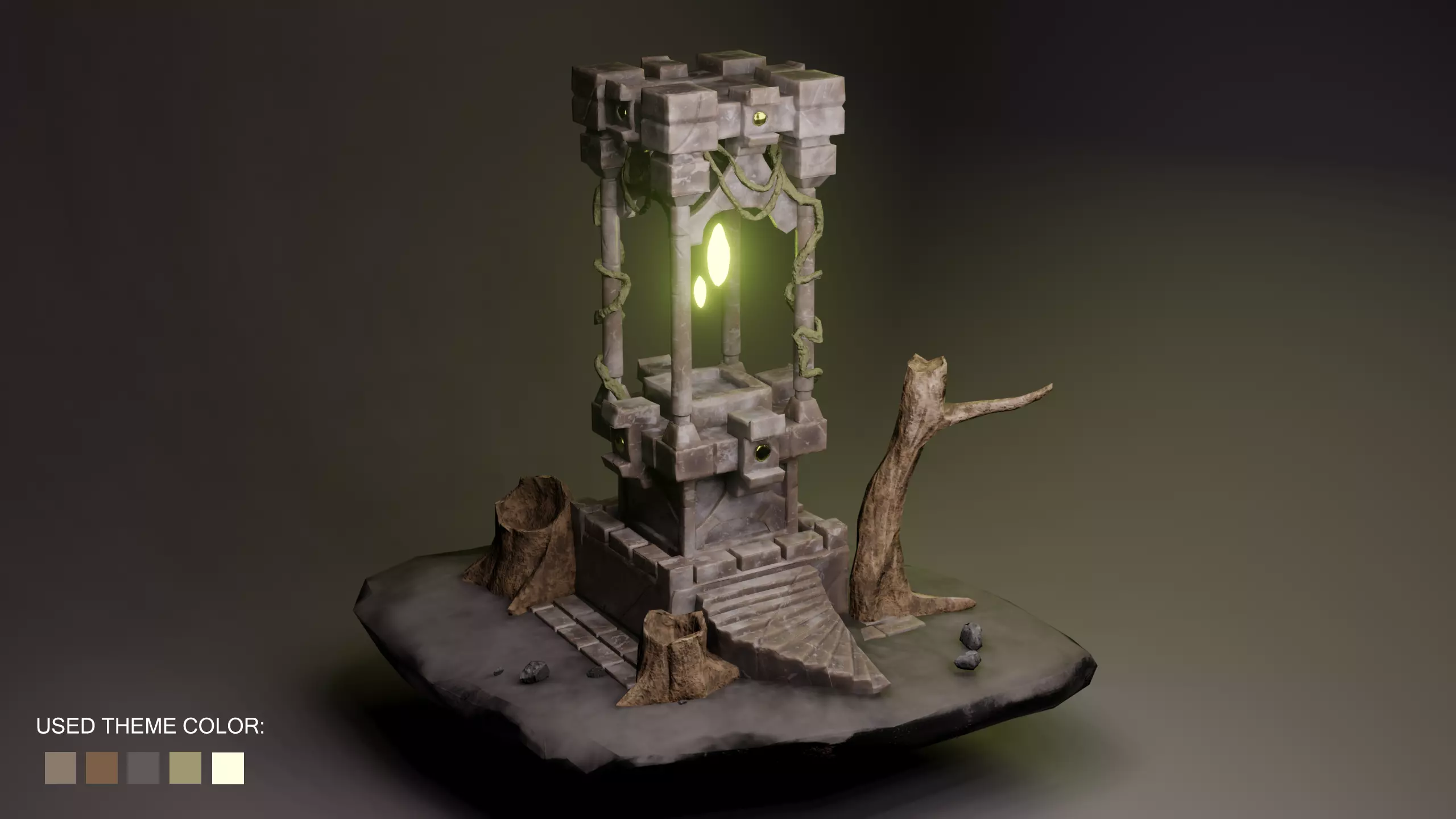Forest Altar Low-poly 3D model_0