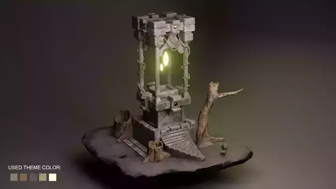 Forest Altar Low-poly 3D model