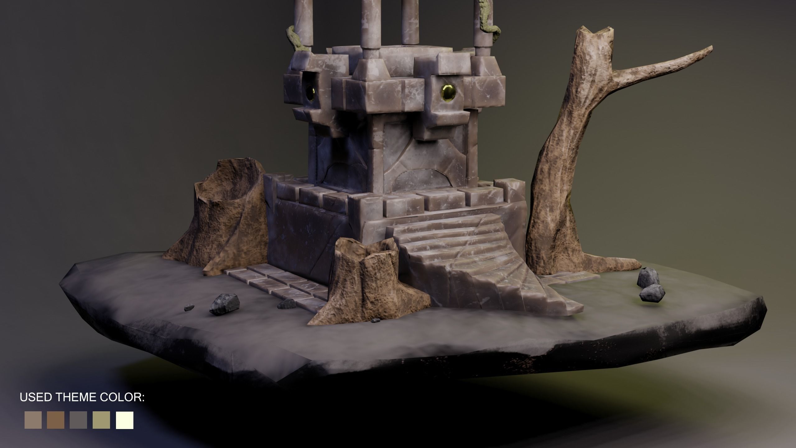 Forest Altar Low-poly 3D model_5