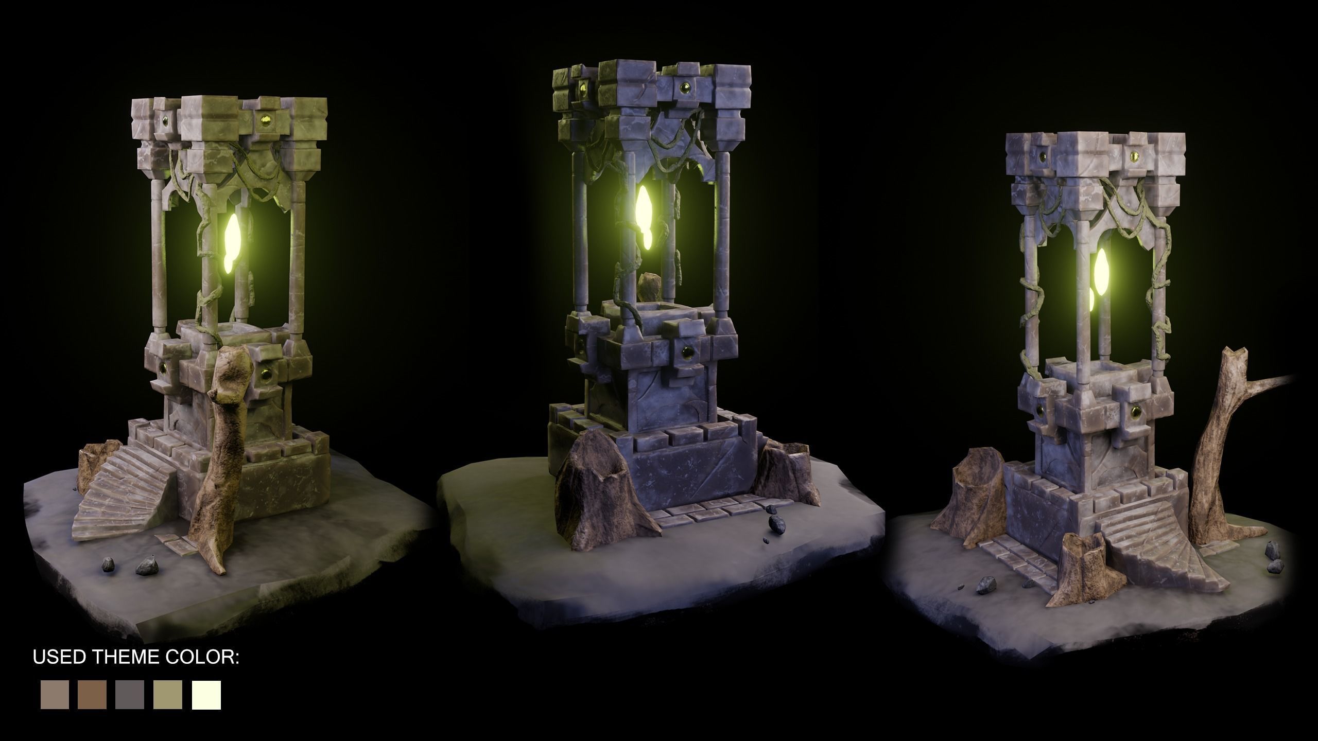 Forest Altar Low-poly 3D model_3