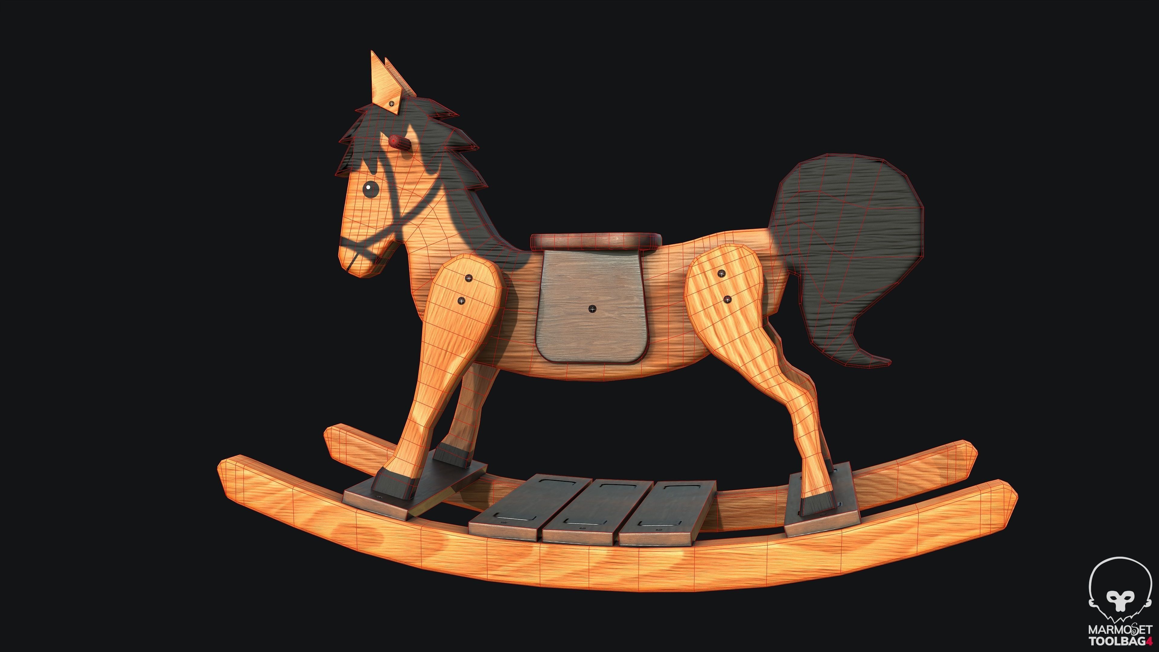 Rocking Horse PBR Game Ready Low-poly 3D model_2