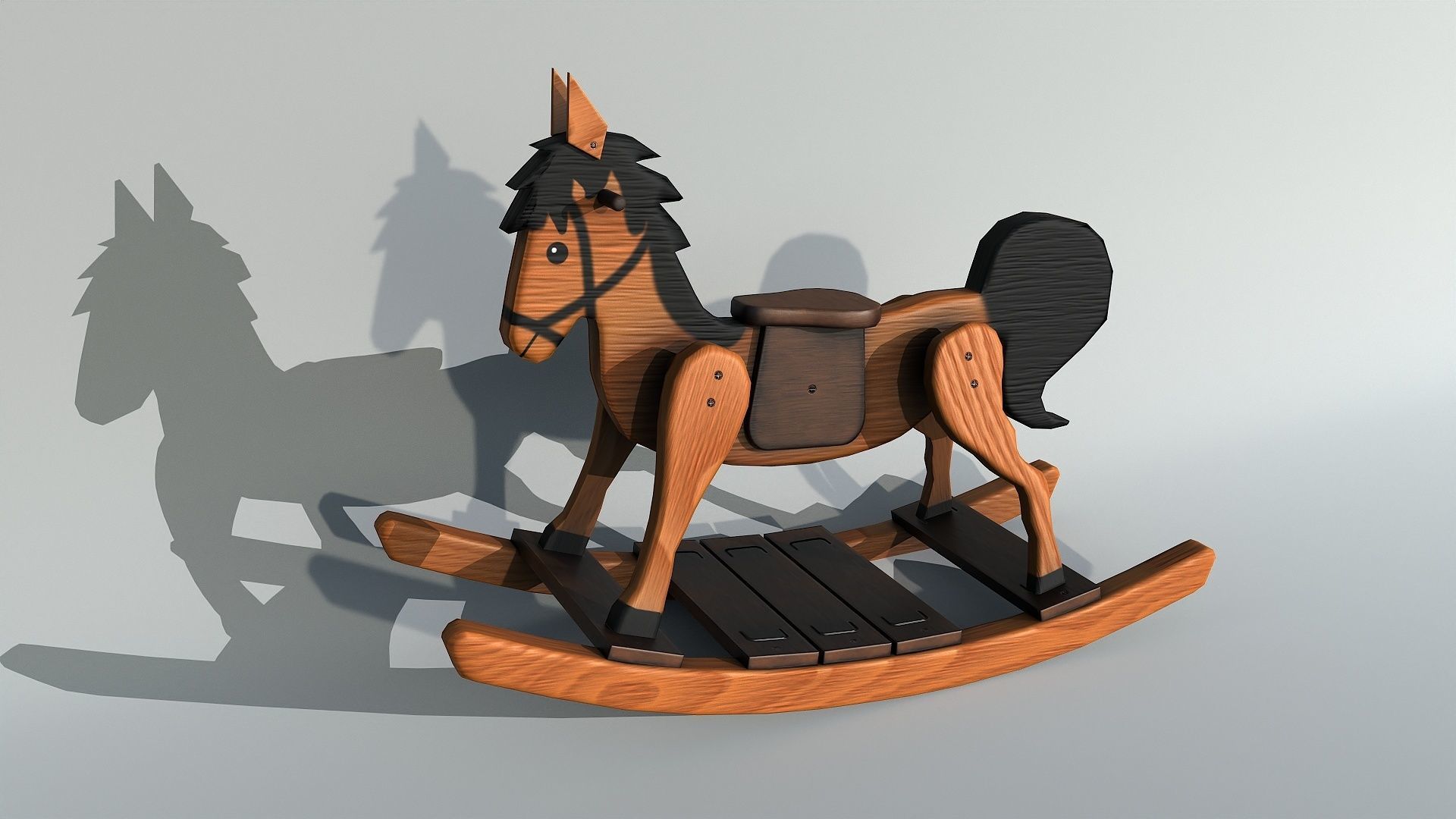Rocking Horse PBR Game Ready Low-poly 3D model_3