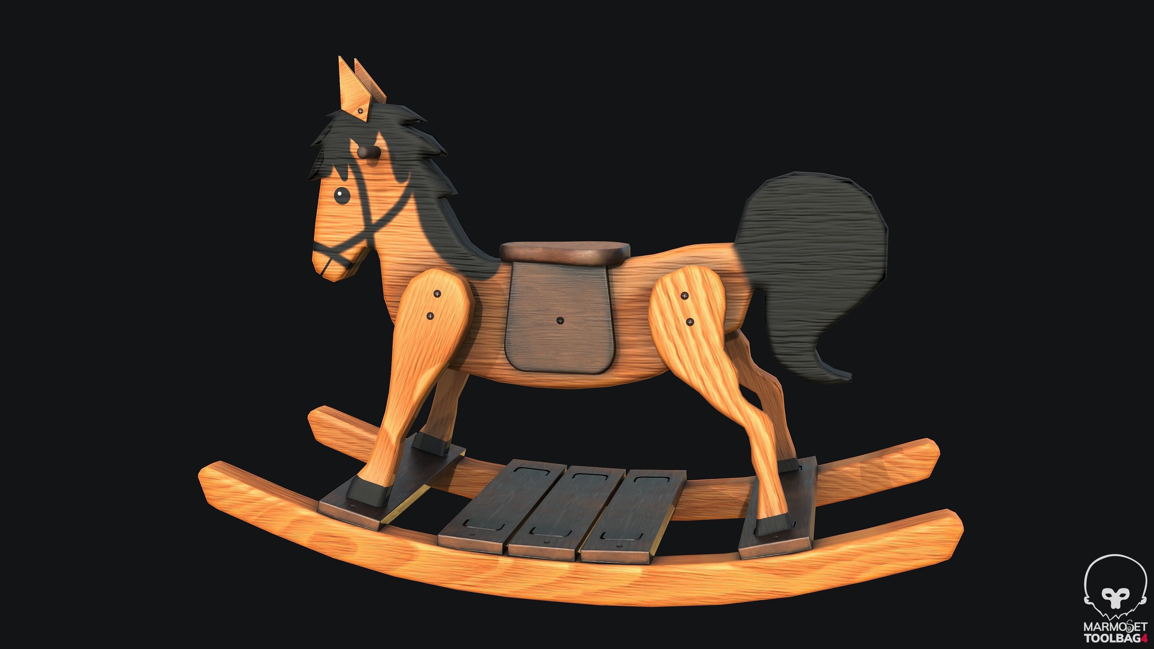 Rocking Horse PBR Game Ready Low-poly 3D model_1