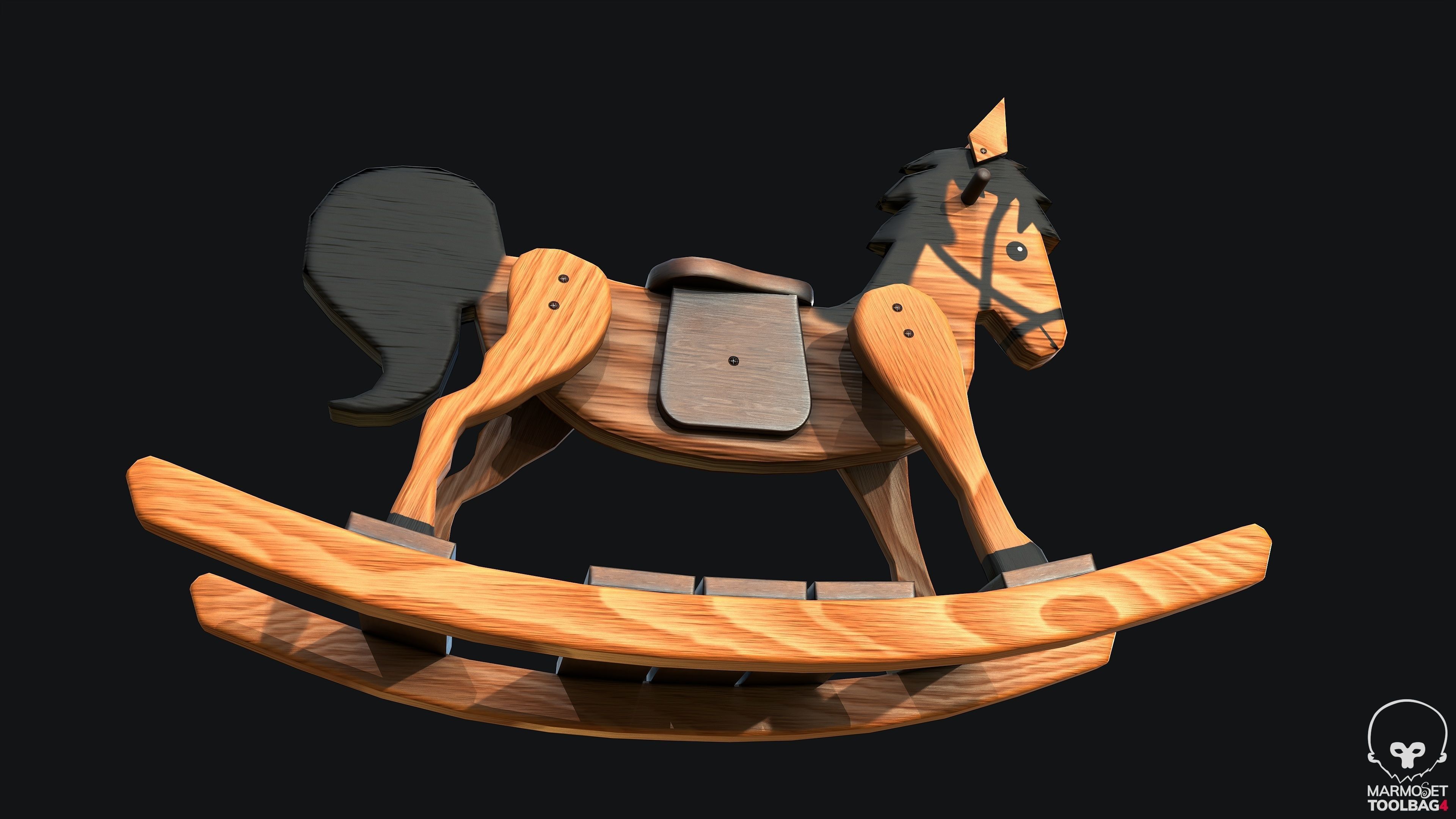 Rocking Horse PBR Game Ready Low-poly 3D model_5