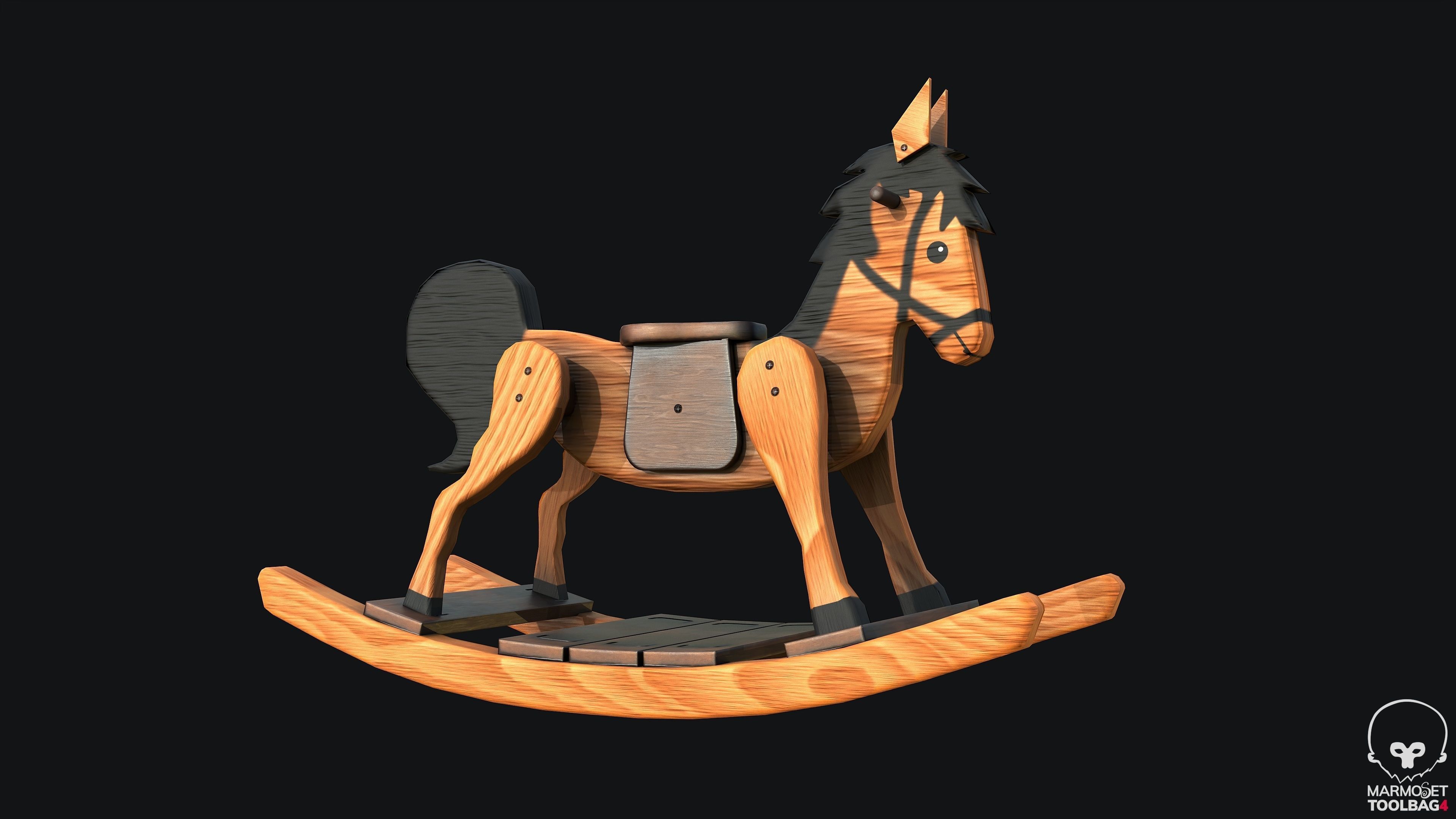 Rocking Horse PBR Game Ready Low-poly 3D model_4