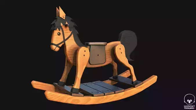 Rocking Horse PBR Game Ready Low-poly 3D model