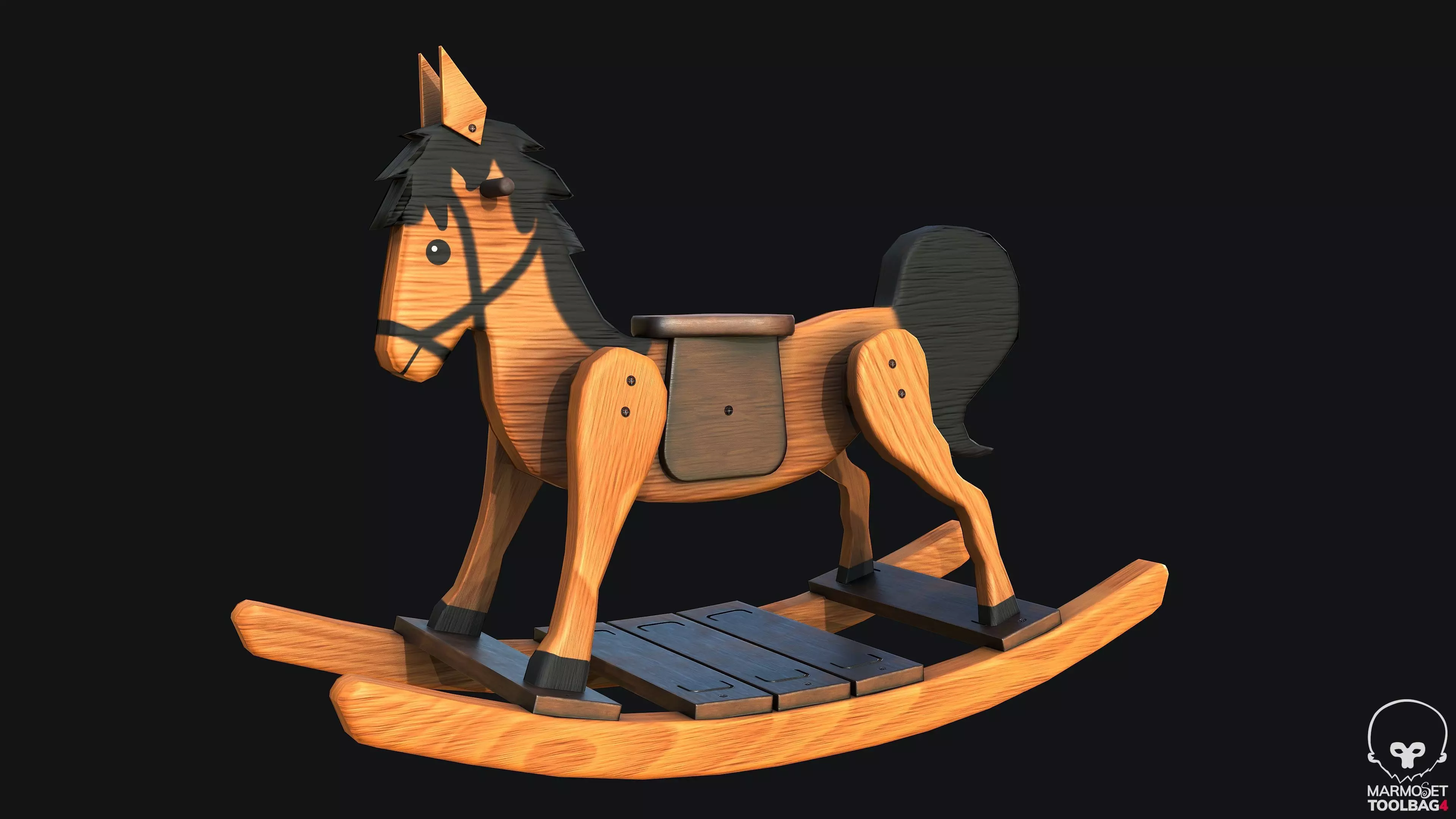 Rocking Horse PBR Game Ready Low-poly 3D model_0