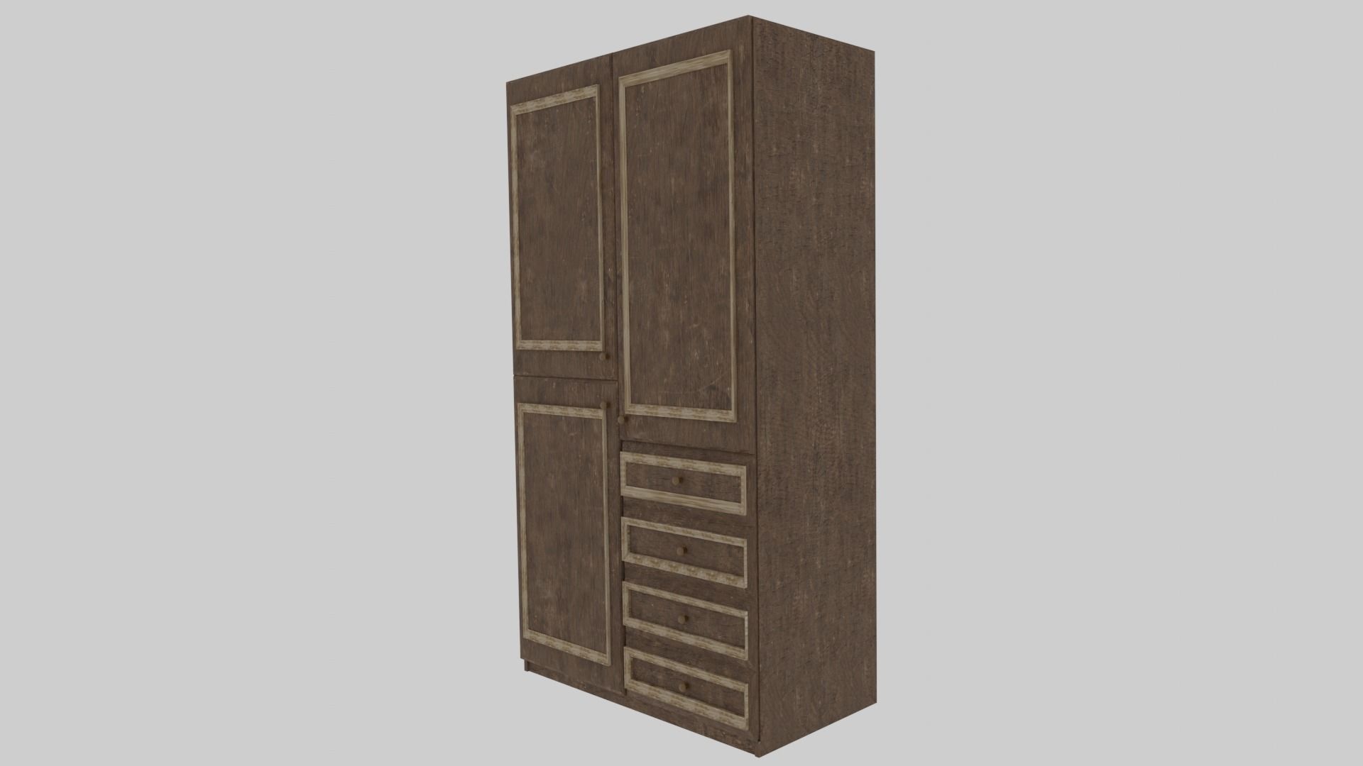 Old and Worn Warbrobe Free low-poly 3D model_1