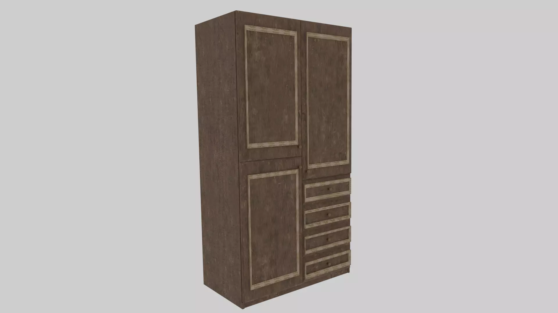 Old and Worn Warbrobe Free low-poly 3D model_0