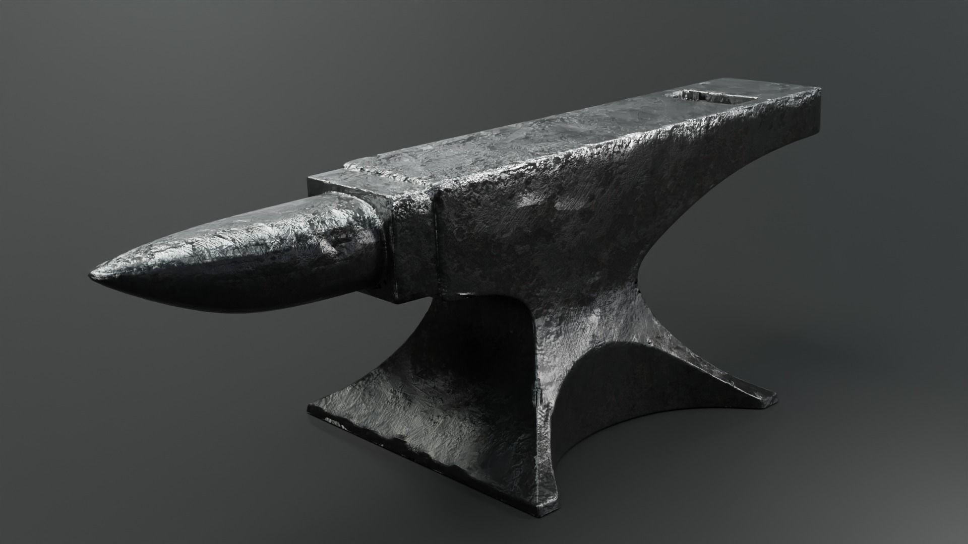 Blacksmith anvil with hammer in low-poly 3D model_6