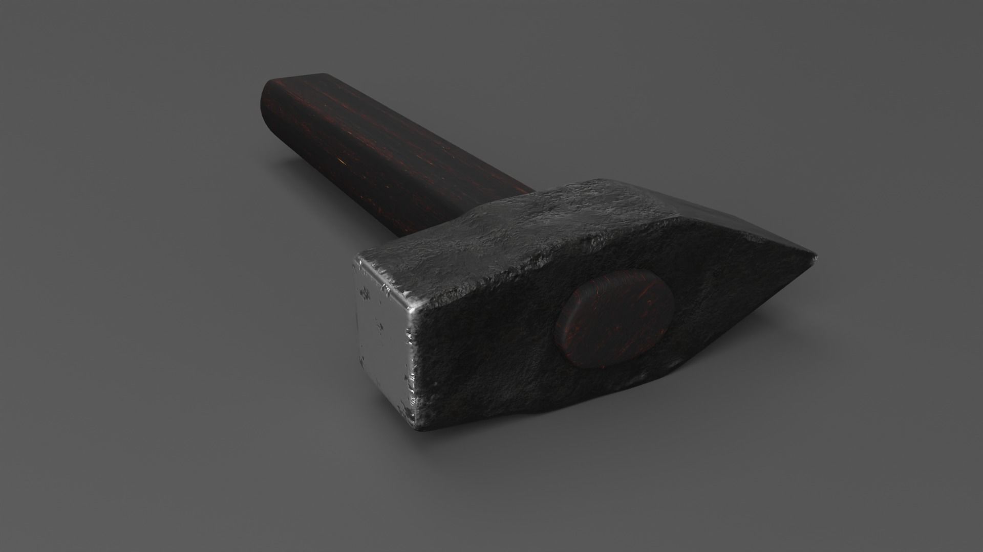 Blacksmith anvil with hammer in low-poly 3D model_7