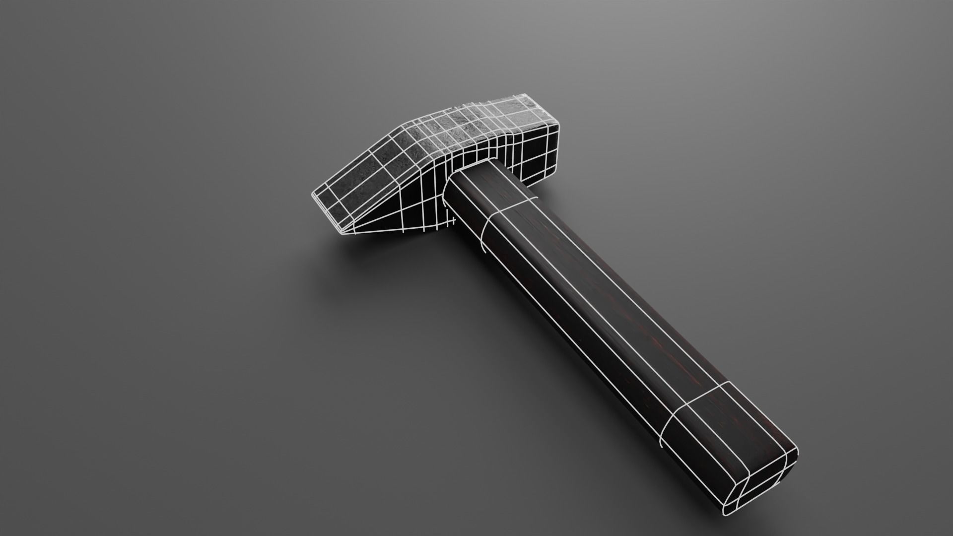 Blacksmith anvil with hammer in low-poly 3D model_3