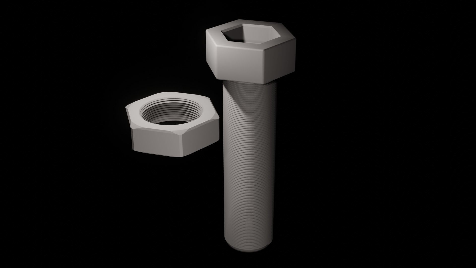 Simple Nut and Bolt 3D model_3