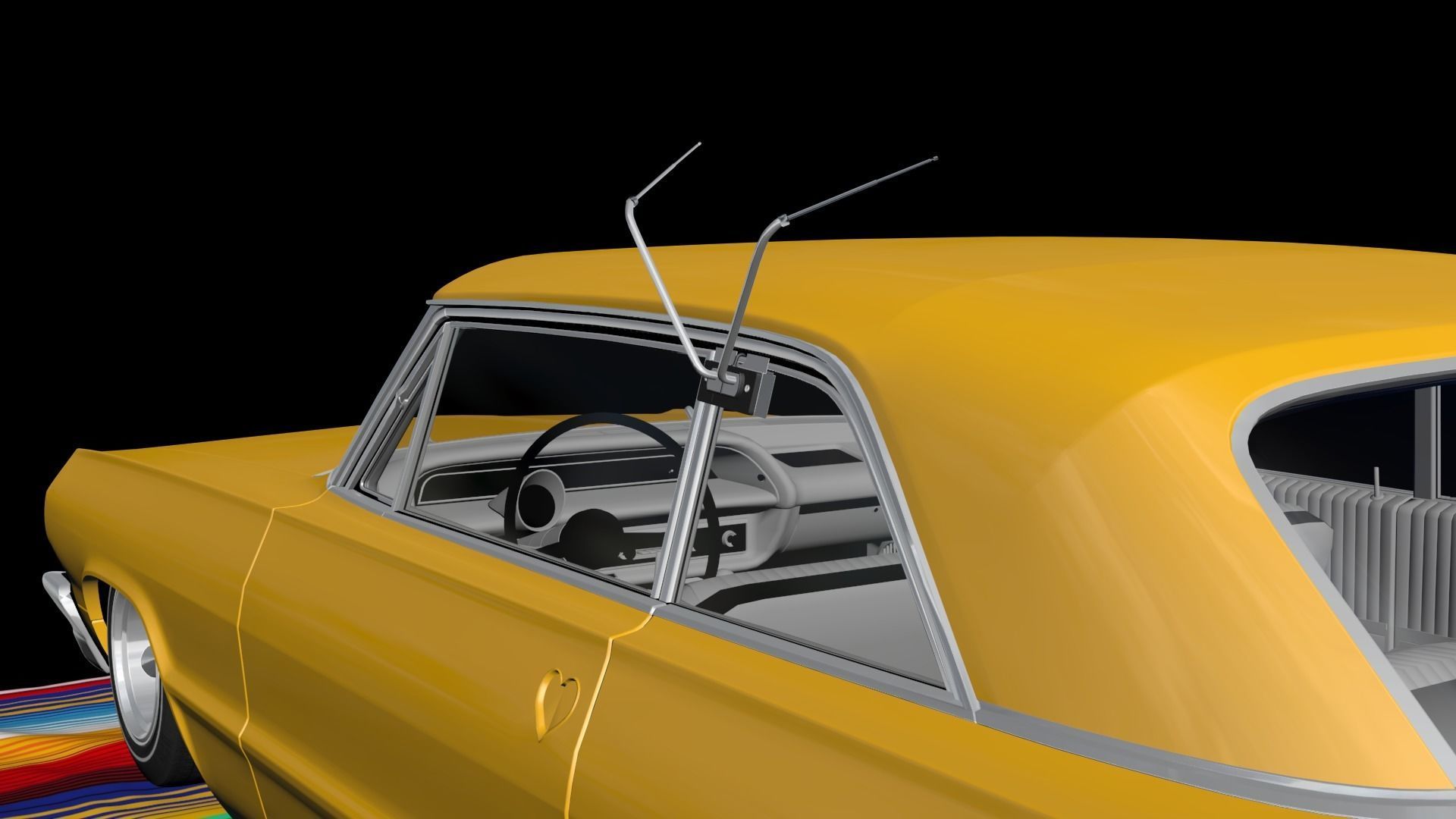 Vintage lowrider  accessory Rabbit Ears antenna  3D model_6