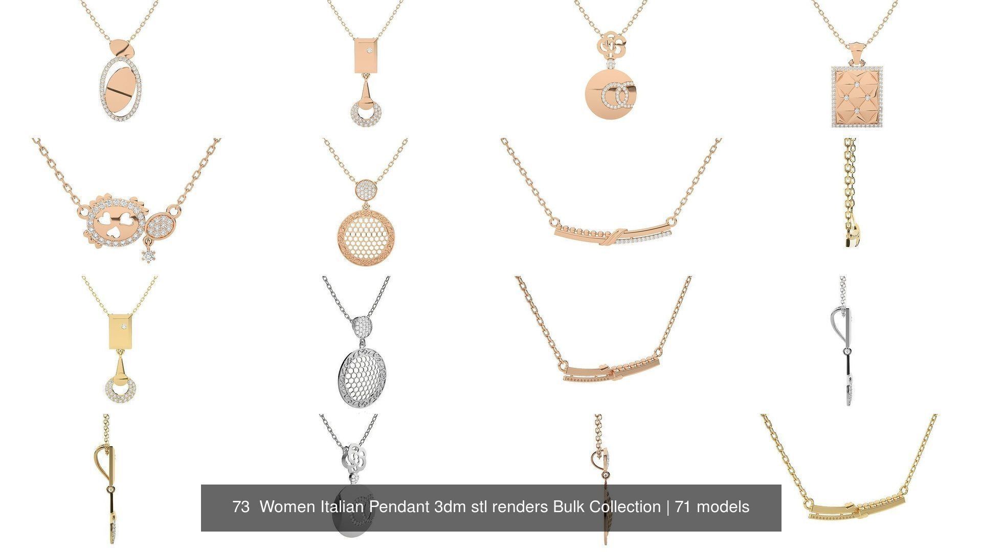 73 Women Italian Pendant 3dm stl renders Bulk Collection _25