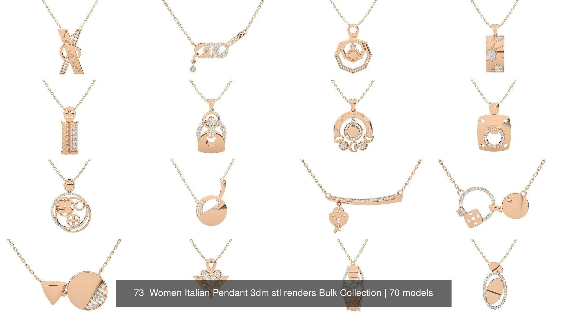 73 Women Italian Pendant 3dm stl renders Bulk Collection _21