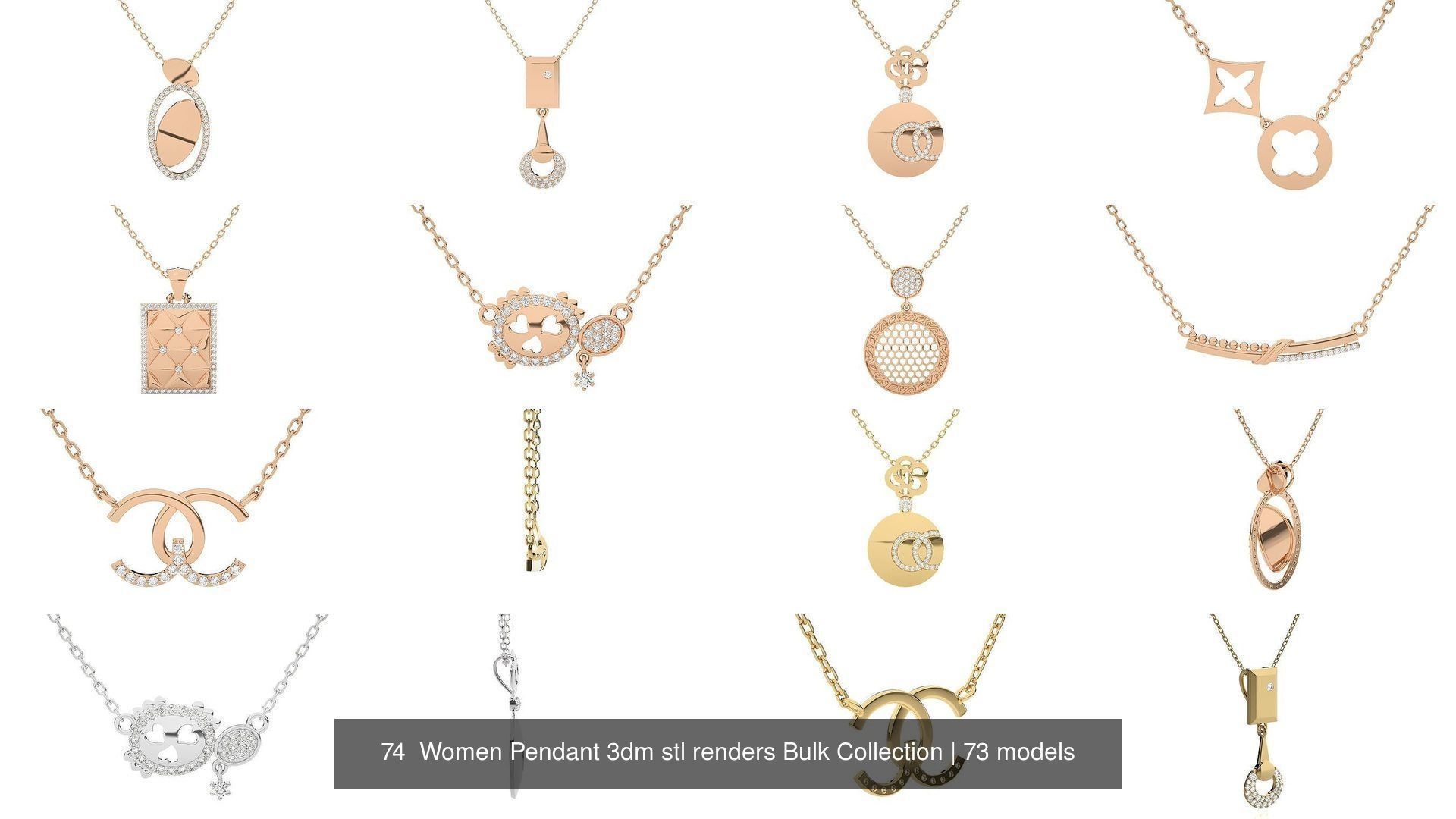 73 Women Italian Pendant 3dm stl renders Bulk Collection _35