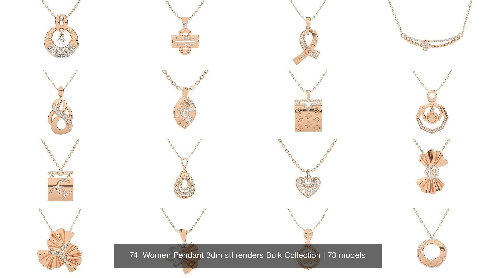 73 Women Italian Pendant 3dm stl renders Bulk Collection _17