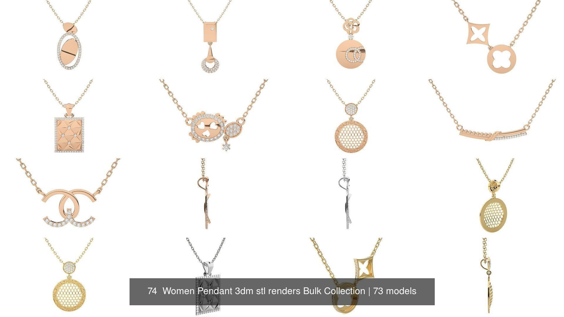 73 Women Italian Pendant 3dm stl renders Bulk Collection _31