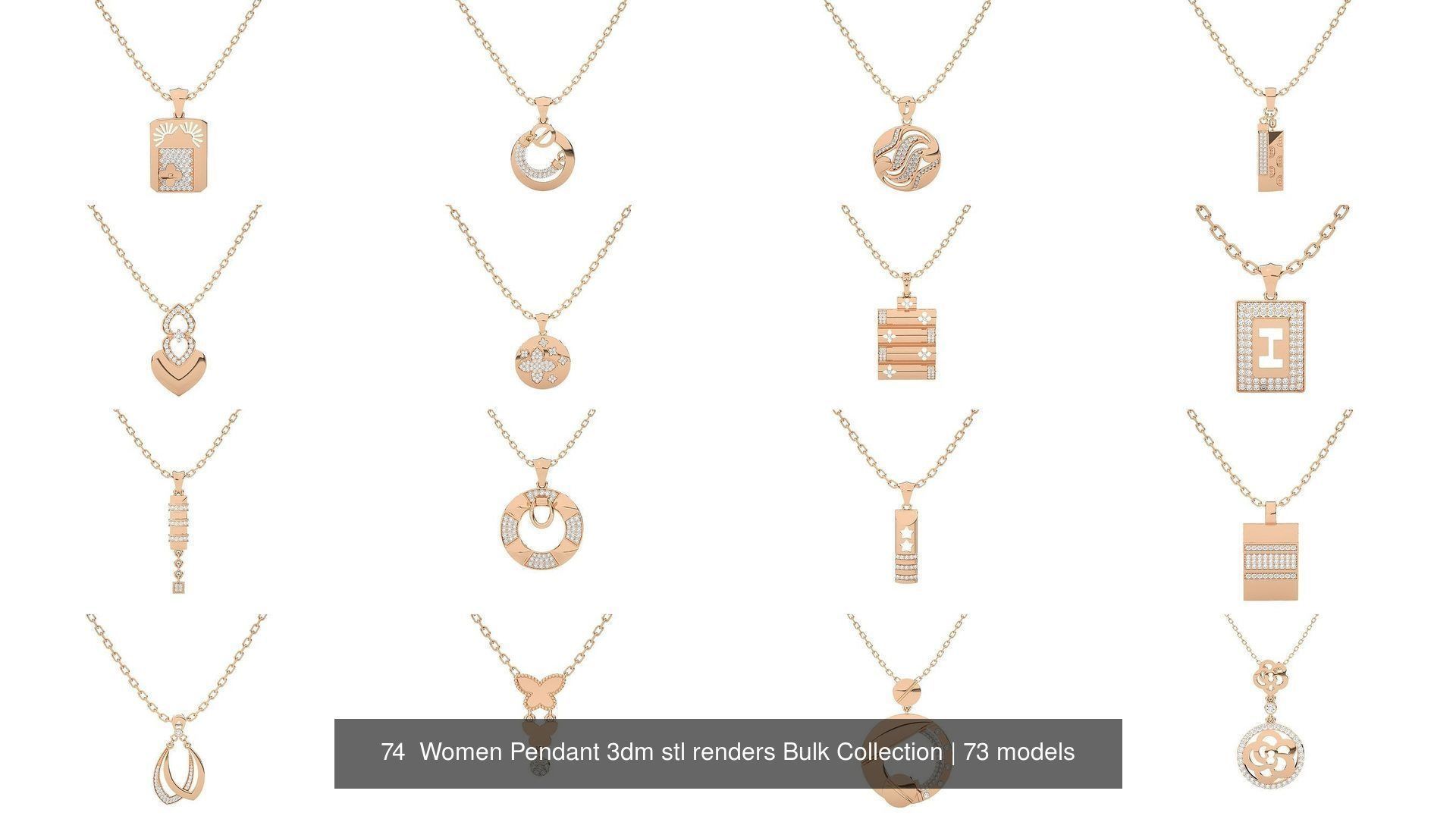 73 Women Italian Pendant 3dm stl renders Bulk Collection _11