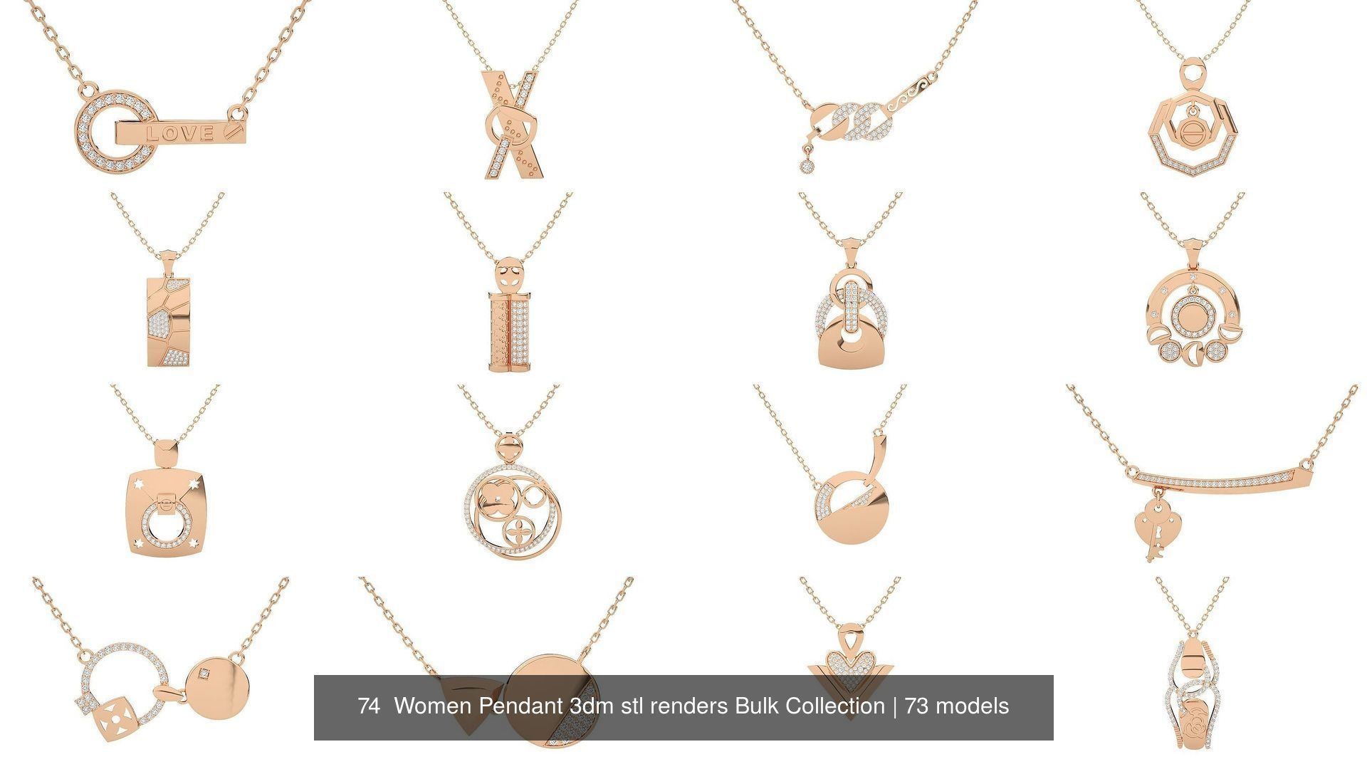 73 Women Italian Pendant 3dm stl renders Bulk Collection _30