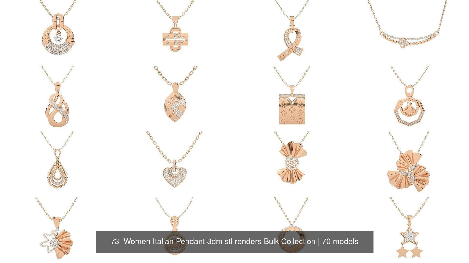 73 Women Italian Pendant 3dm stl renders Bulk Collection _9