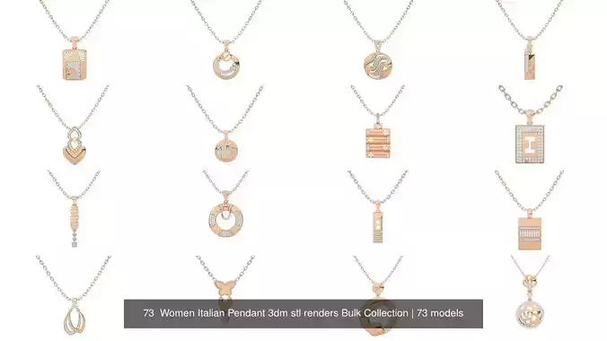 73  Women Italian Pendant 3dm stl renders Bulk Collection 