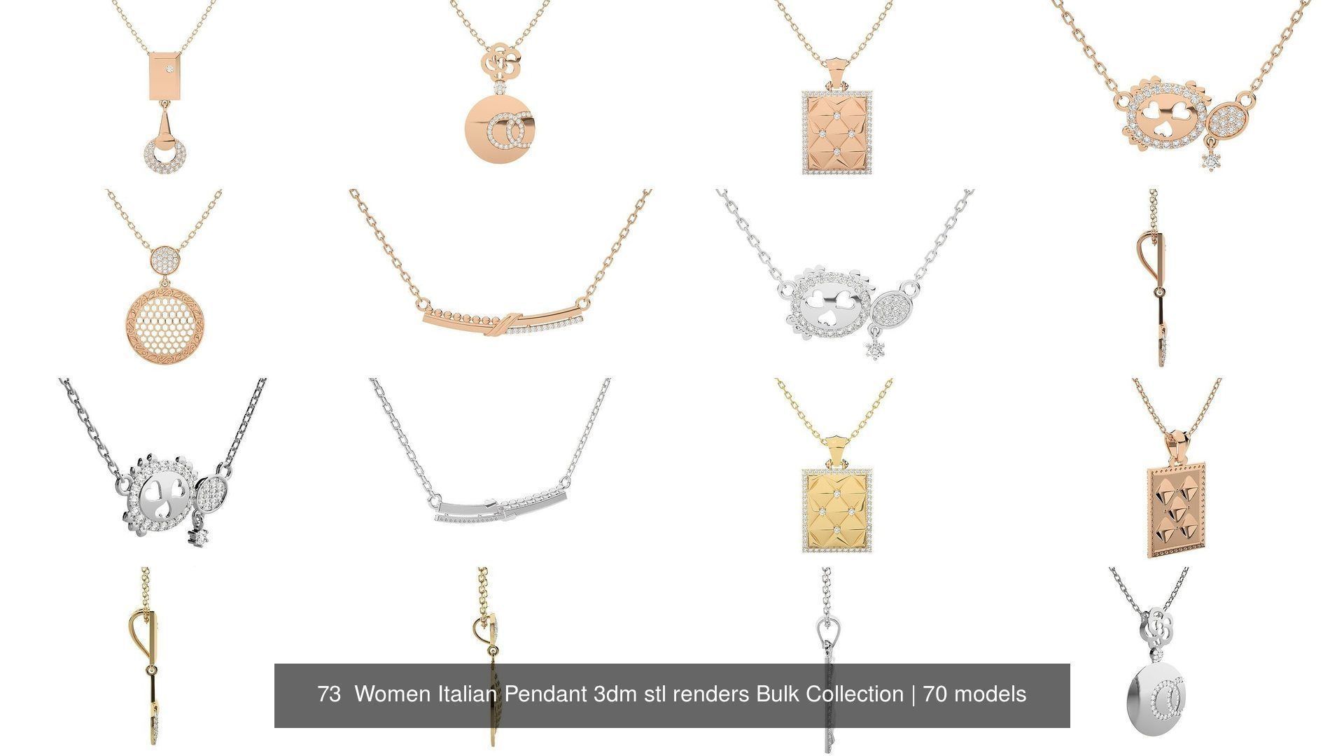 73 Women Italian Pendant 3dm stl renders Bulk Collection _26