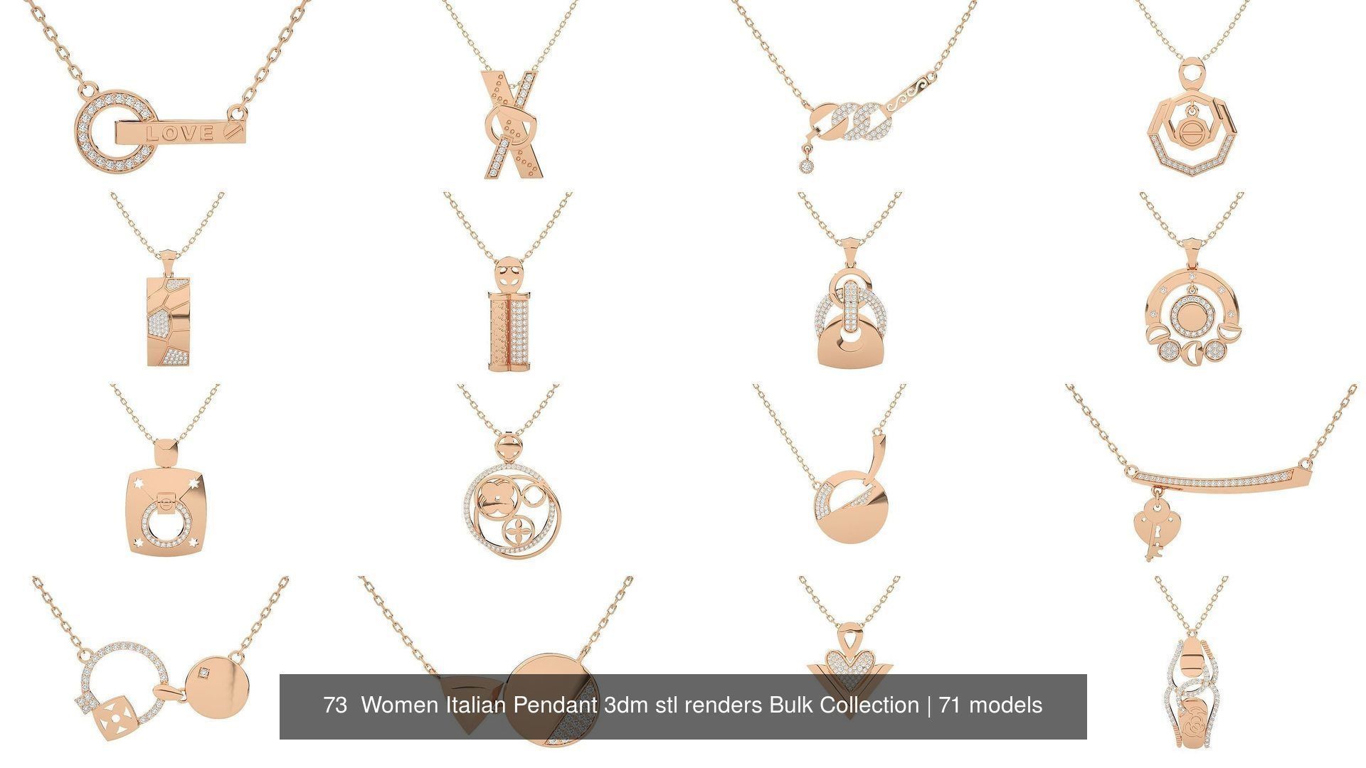 73 Women Italian Pendant 3dm stl renders Bulk Collection _20