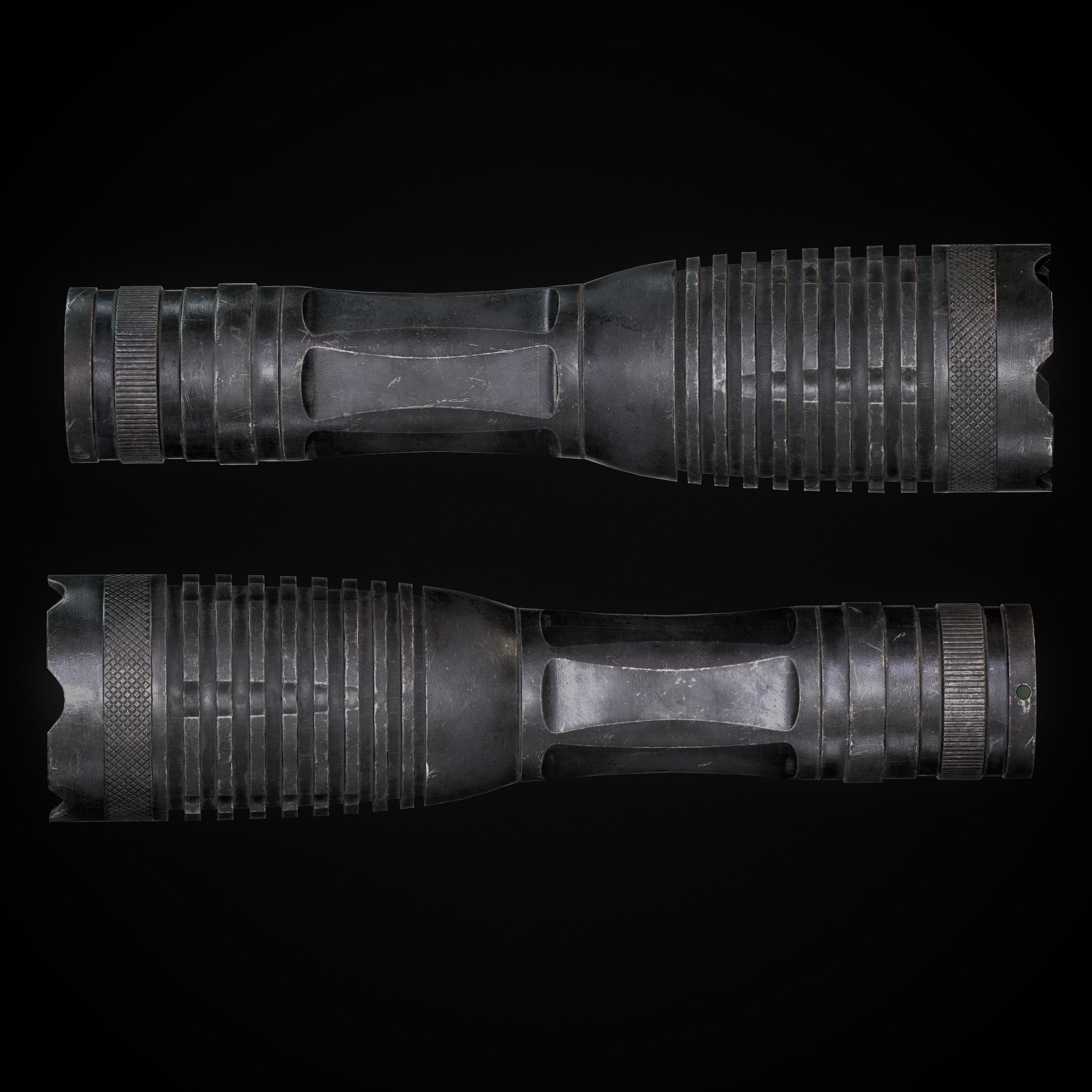 Tactical flashlight gameready PBR Lowpoly and bonus skins Low-poly 3D model_7