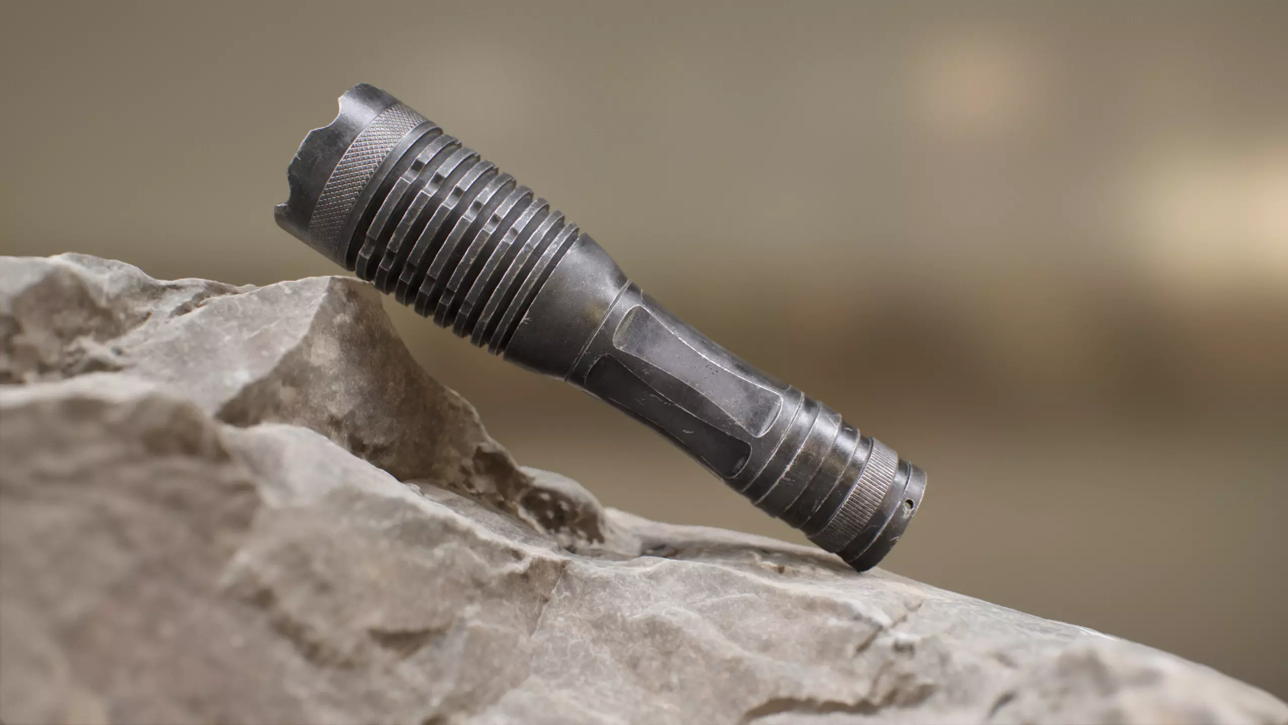 Tactical flashlight gameready PBR Lowpoly and bonus skins Low-poly 3D model_0