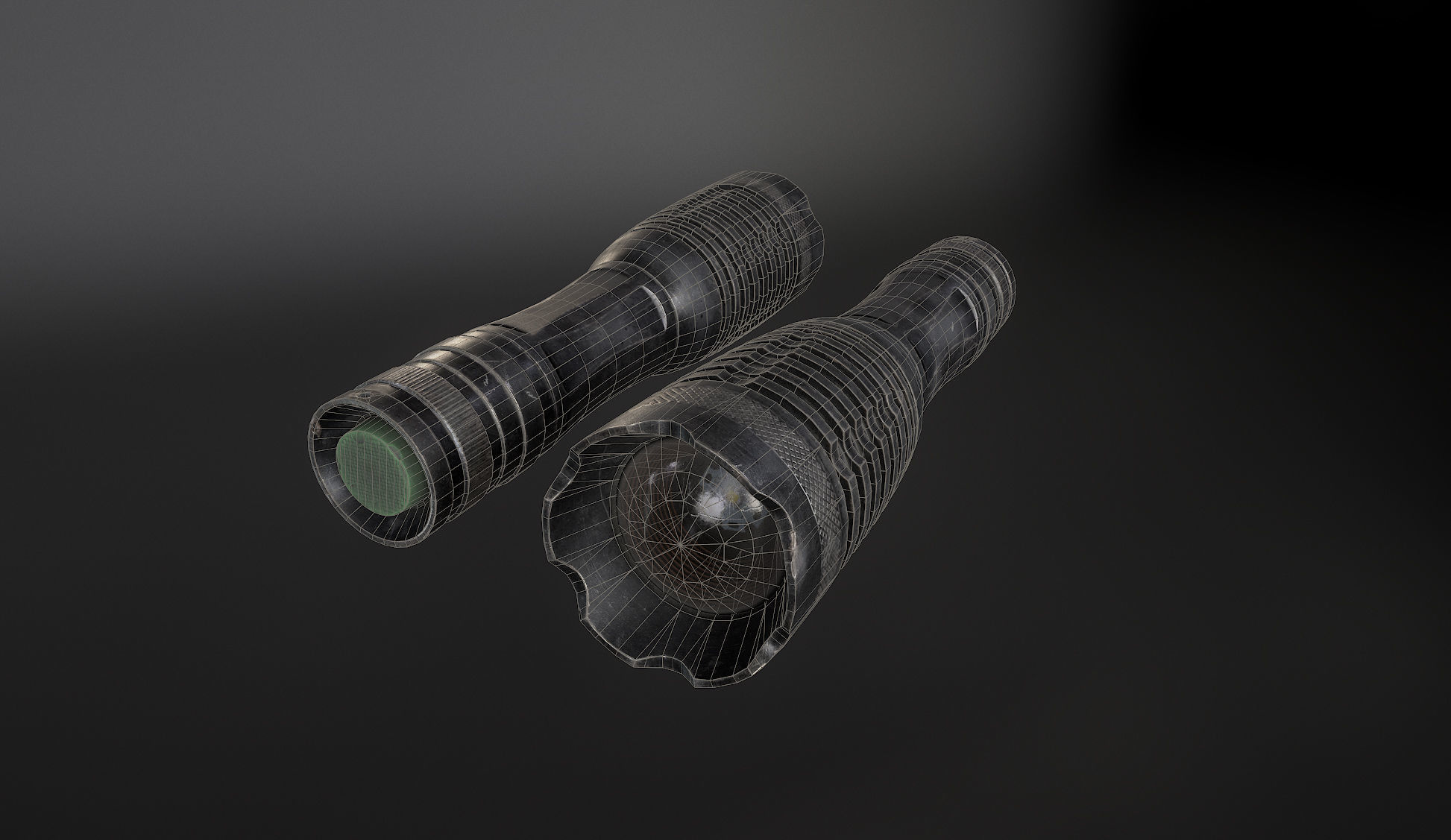 Tactical flashlight gameready PBR Lowpoly and bonus skins Low-poly 3D model_14