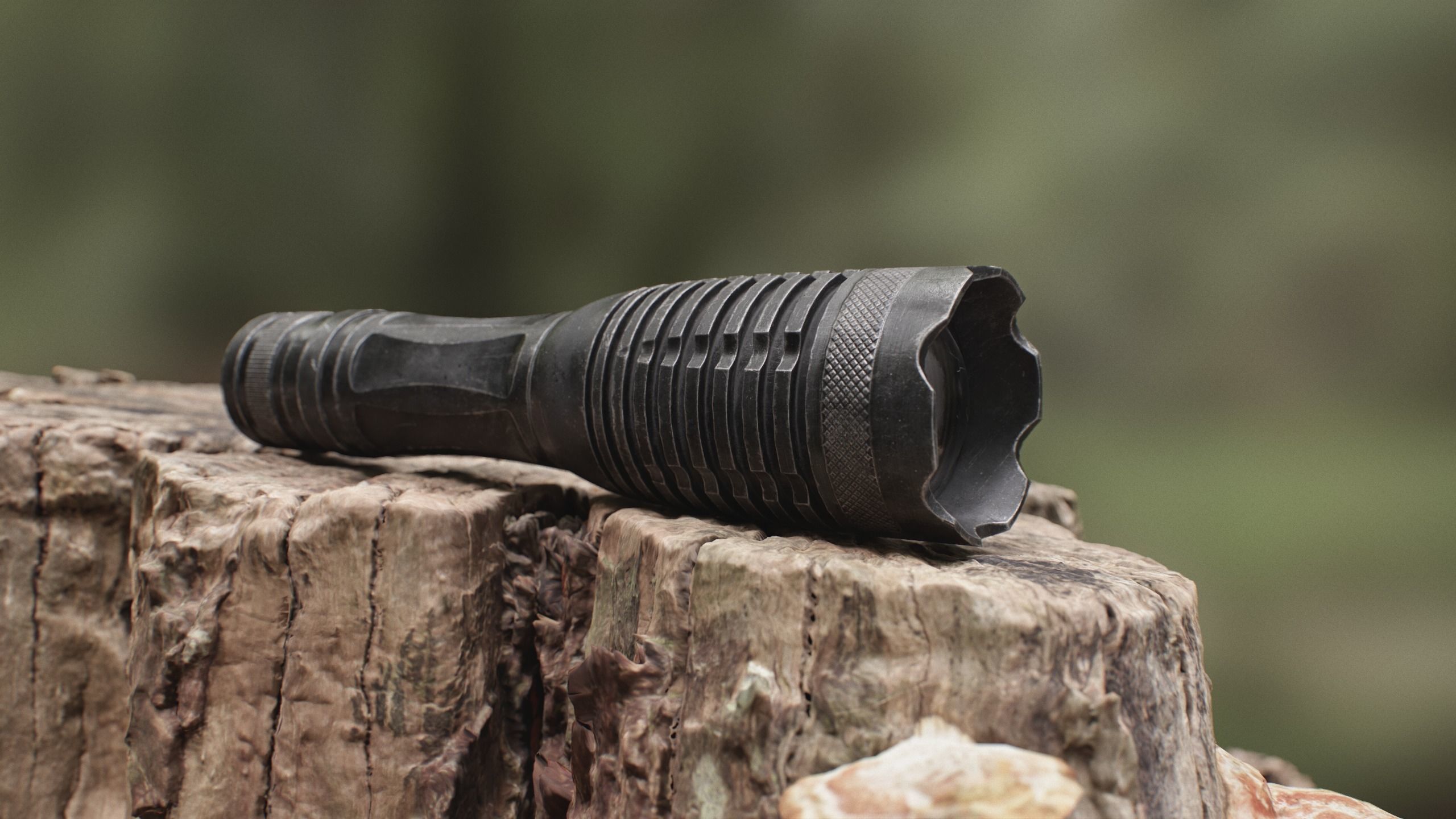 Tactical flashlight gameready PBR Lowpoly and bonus skins Low-poly 3D model_2