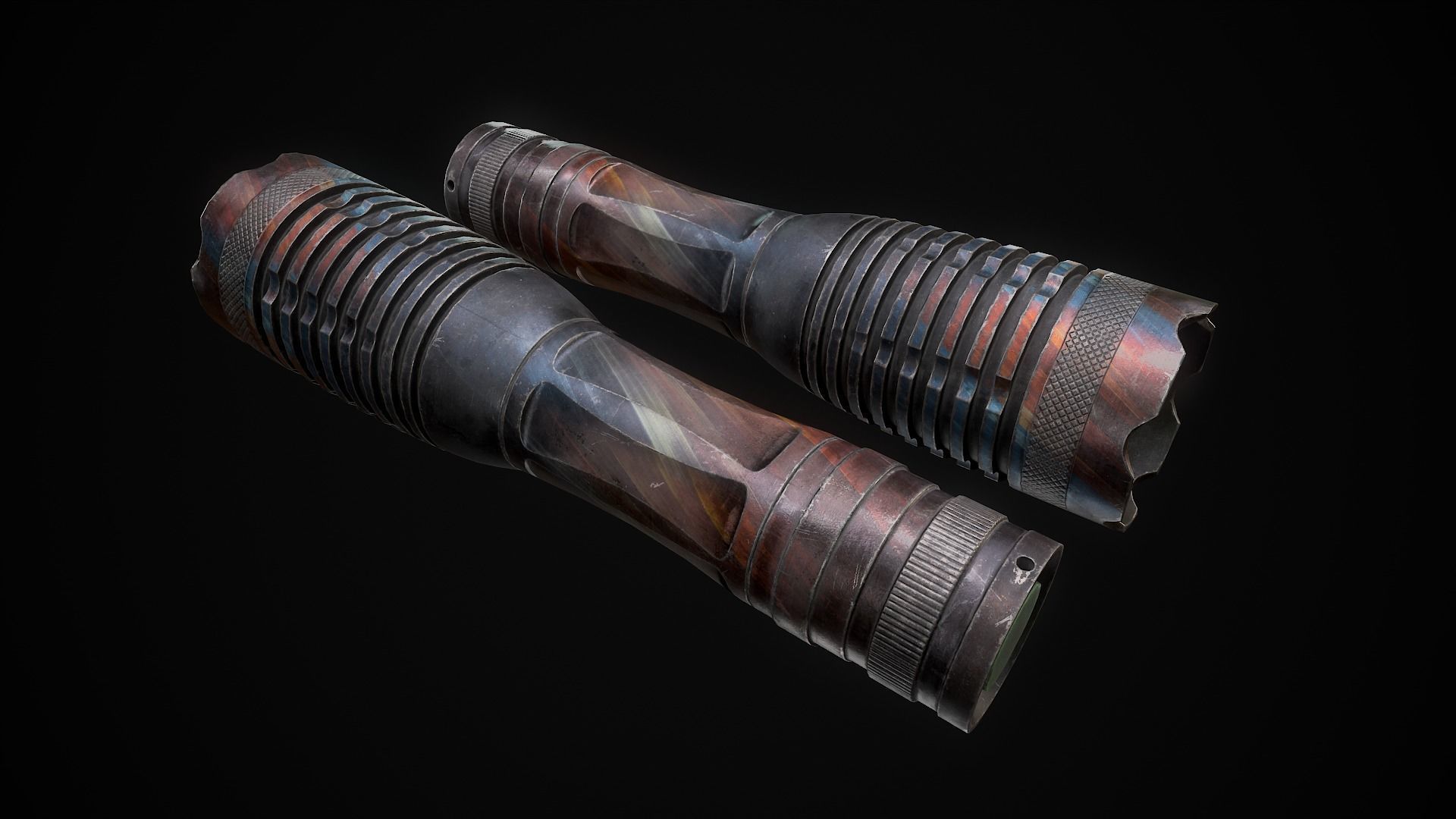 Tactical flashlight gameready PBR Lowpoly and bonus skins Low-poly 3D model_20