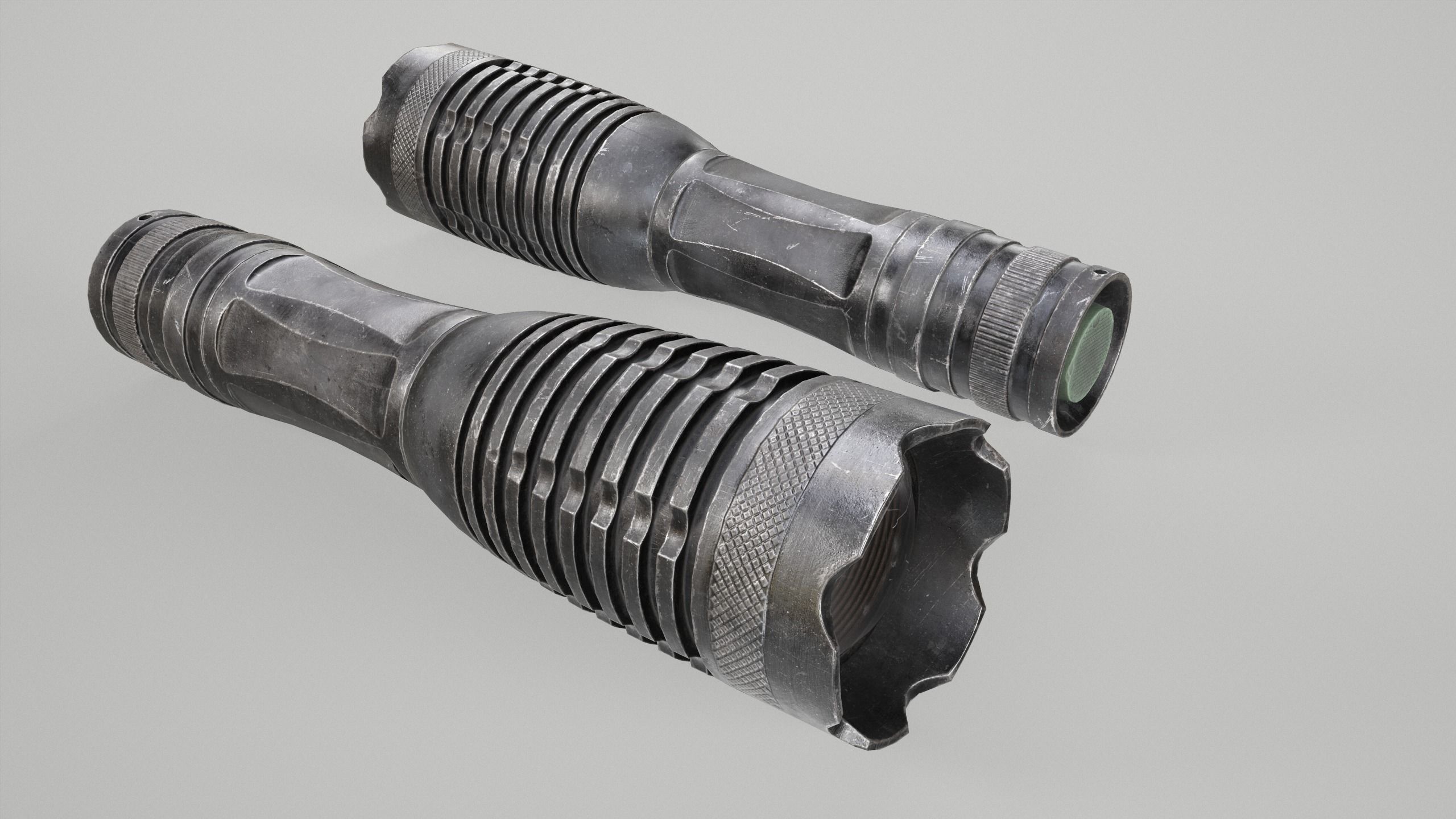 Tactical flashlight gameready PBR Lowpoly and bonus skins Low-poly 3D model_4