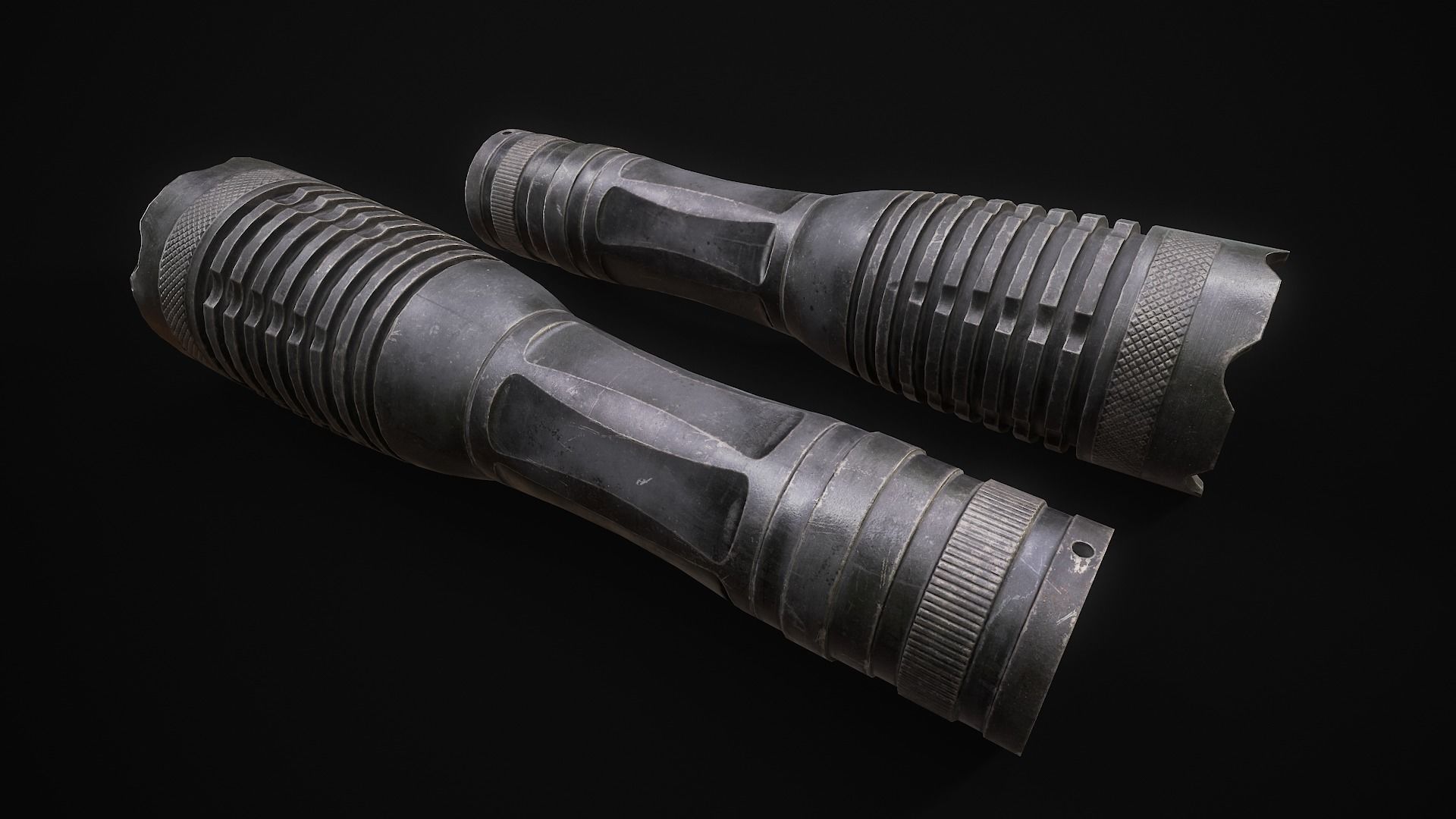 Tactical flashlight gameready PBR Lowpoly and bonus skins Low-poly 3D model_8