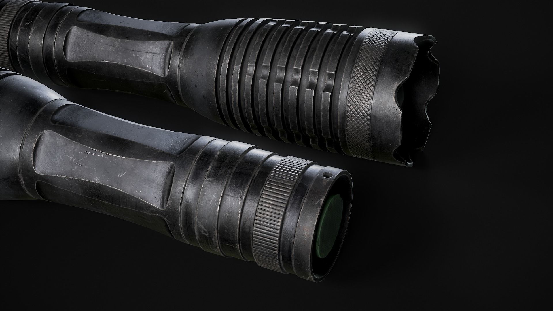 Tactical flashlight gameready PBR Lowpoly and bonus skins Low-poly 3D model_10
