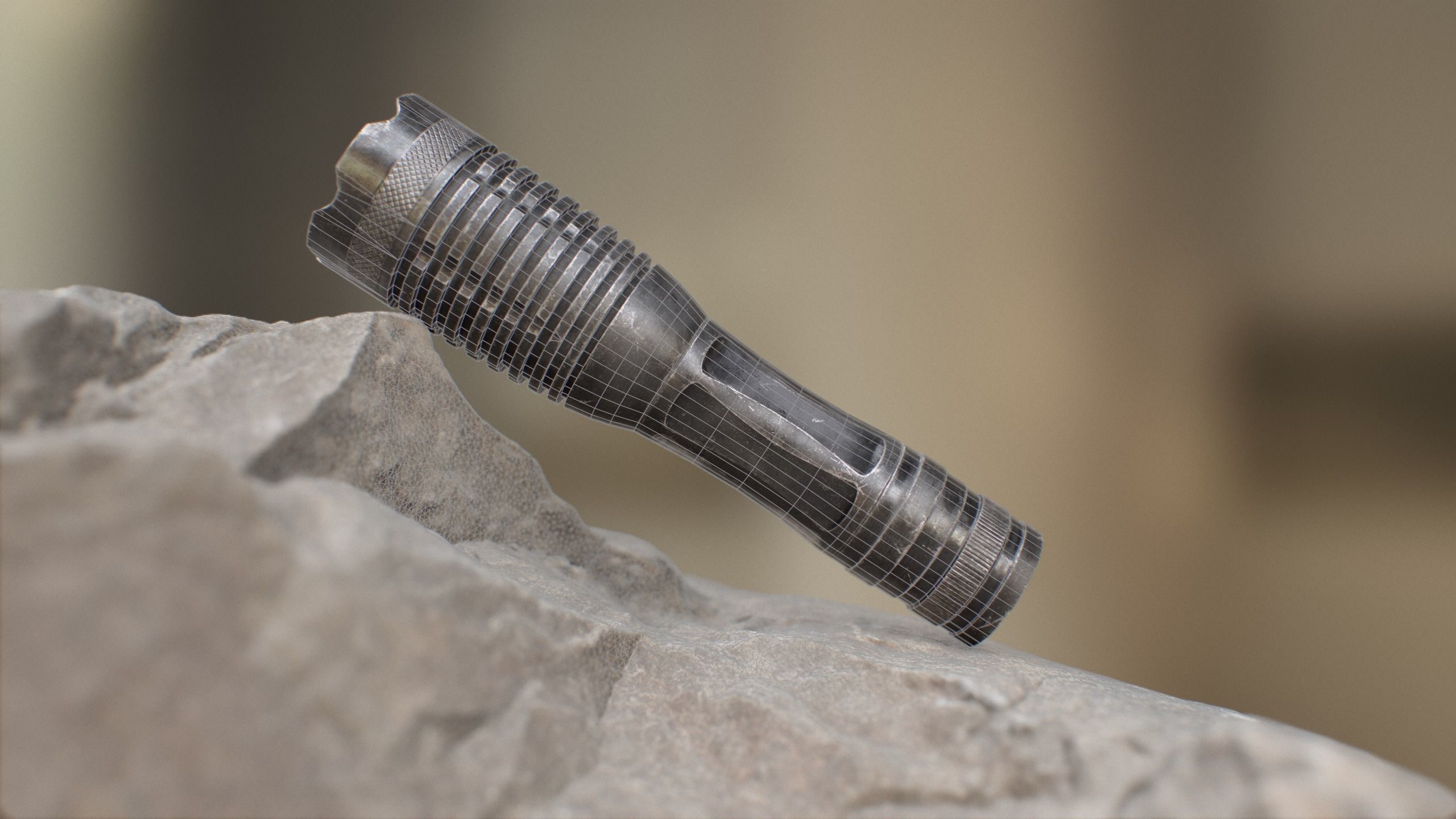 Tactical flashlight gameready PBR Lowpoly and bonus skins Low-poly 3D model_21