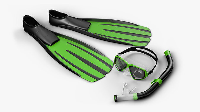 Swim Set PBR scuba diving goggles 3D Model Collection
