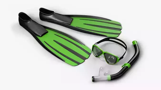 Swim Set PBR scuba diving goggles 3D Model Collection