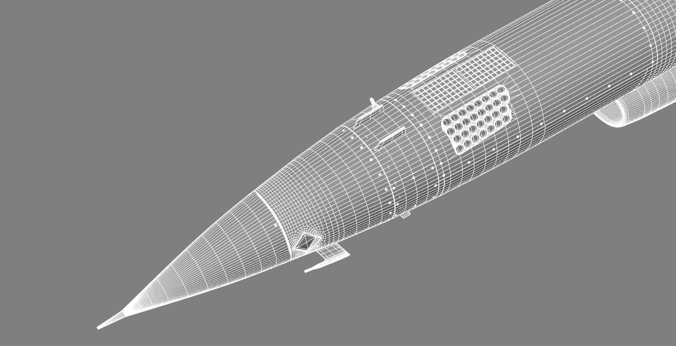 BQM-167A orange military jet flying in sky 3D model_19