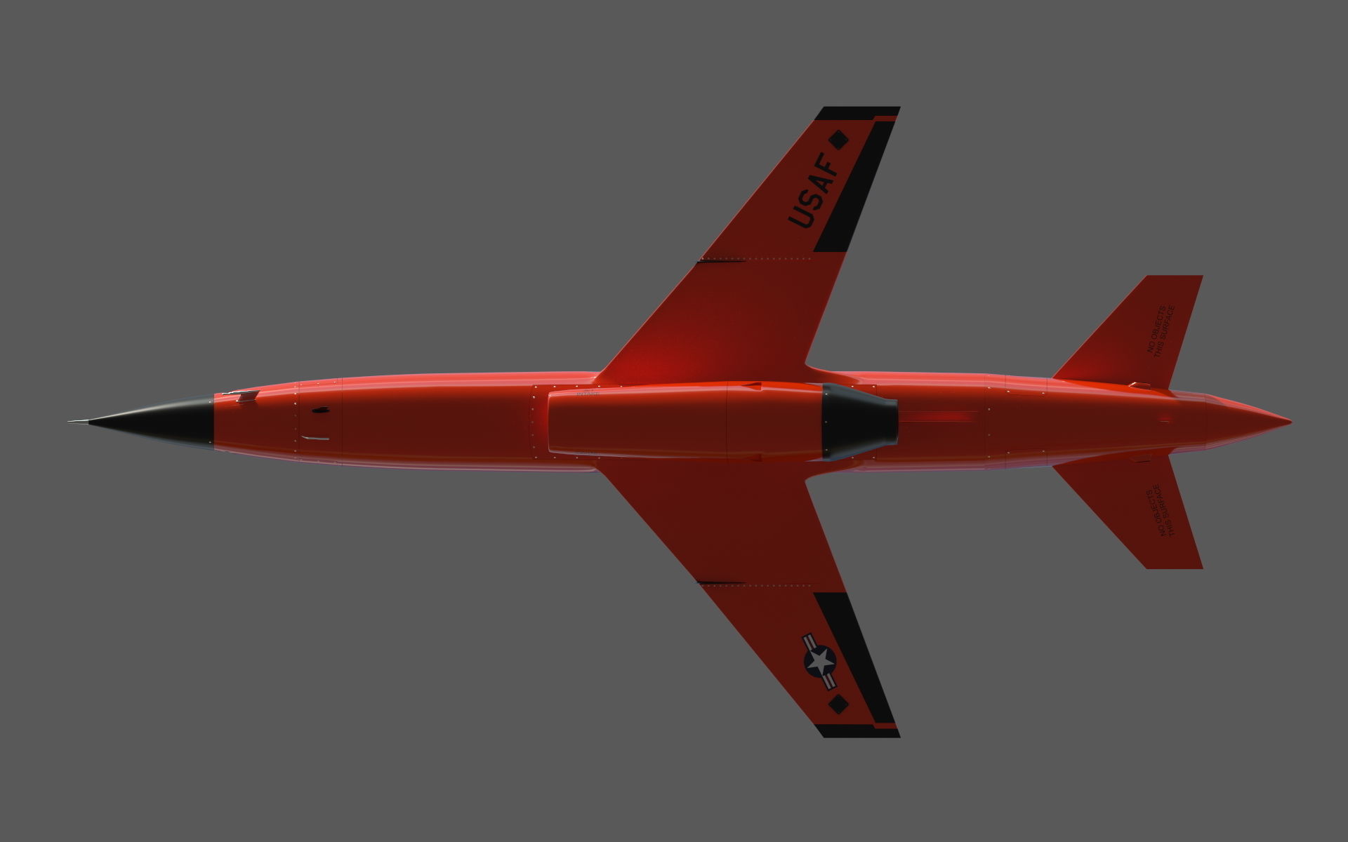 BQM-167A orange military jet flying in sky 3D model_8