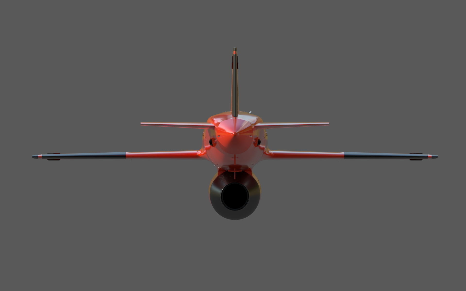 BQM-167A orange military jet flying in sky 3D model_9