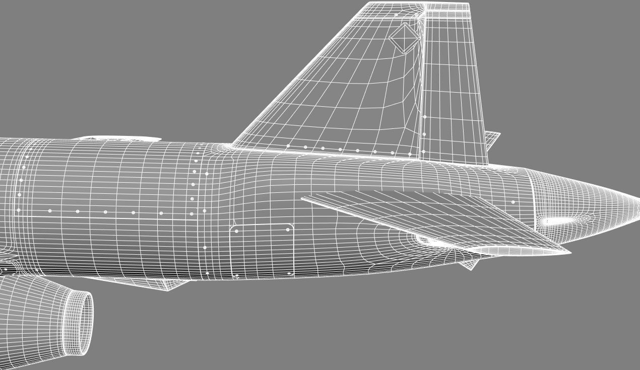 BQM-167A orange military jet flying in sky 3D model_20